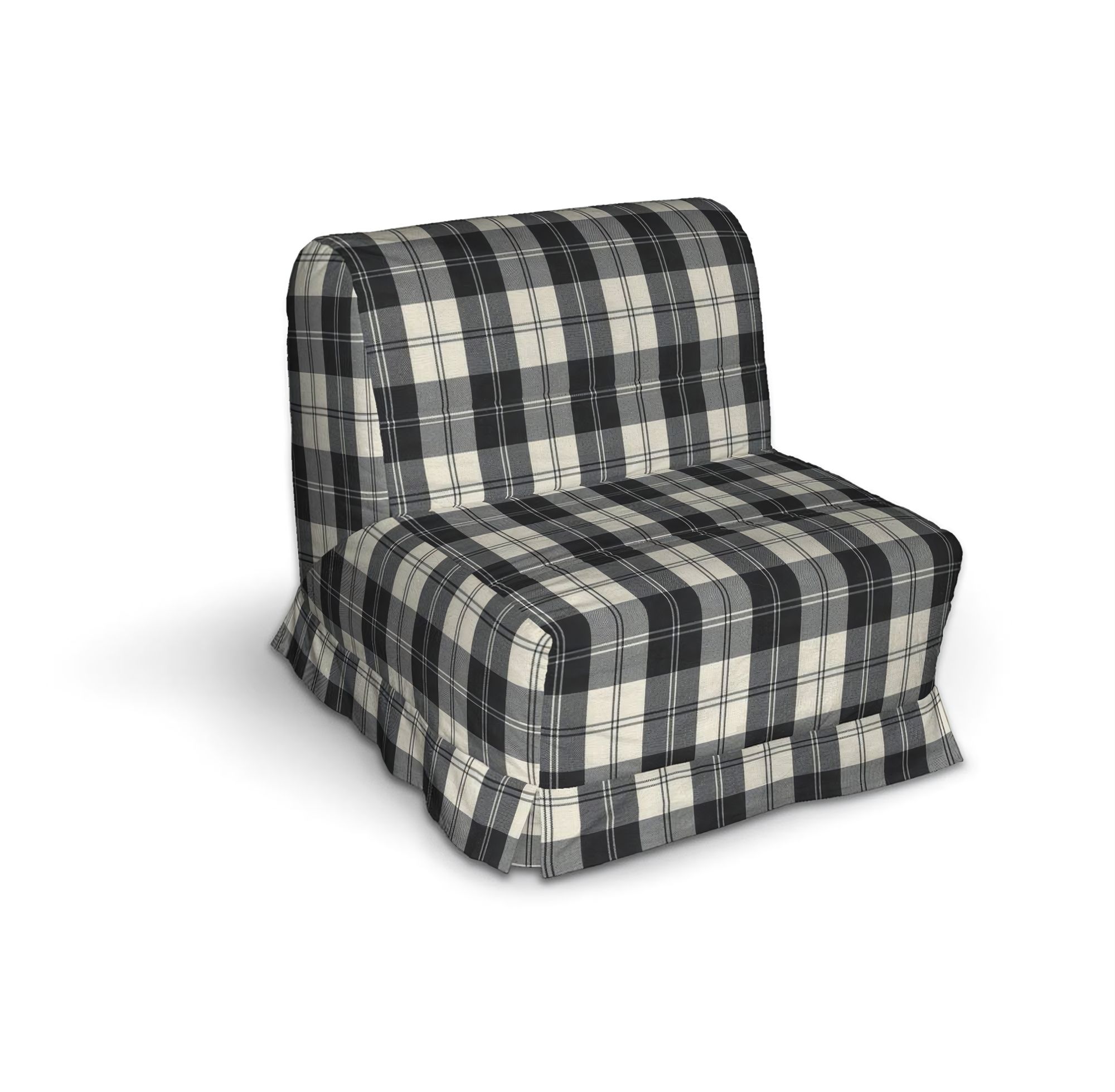 Lycksele chair-bad cover with box pleats colour black fabric structured, patterned