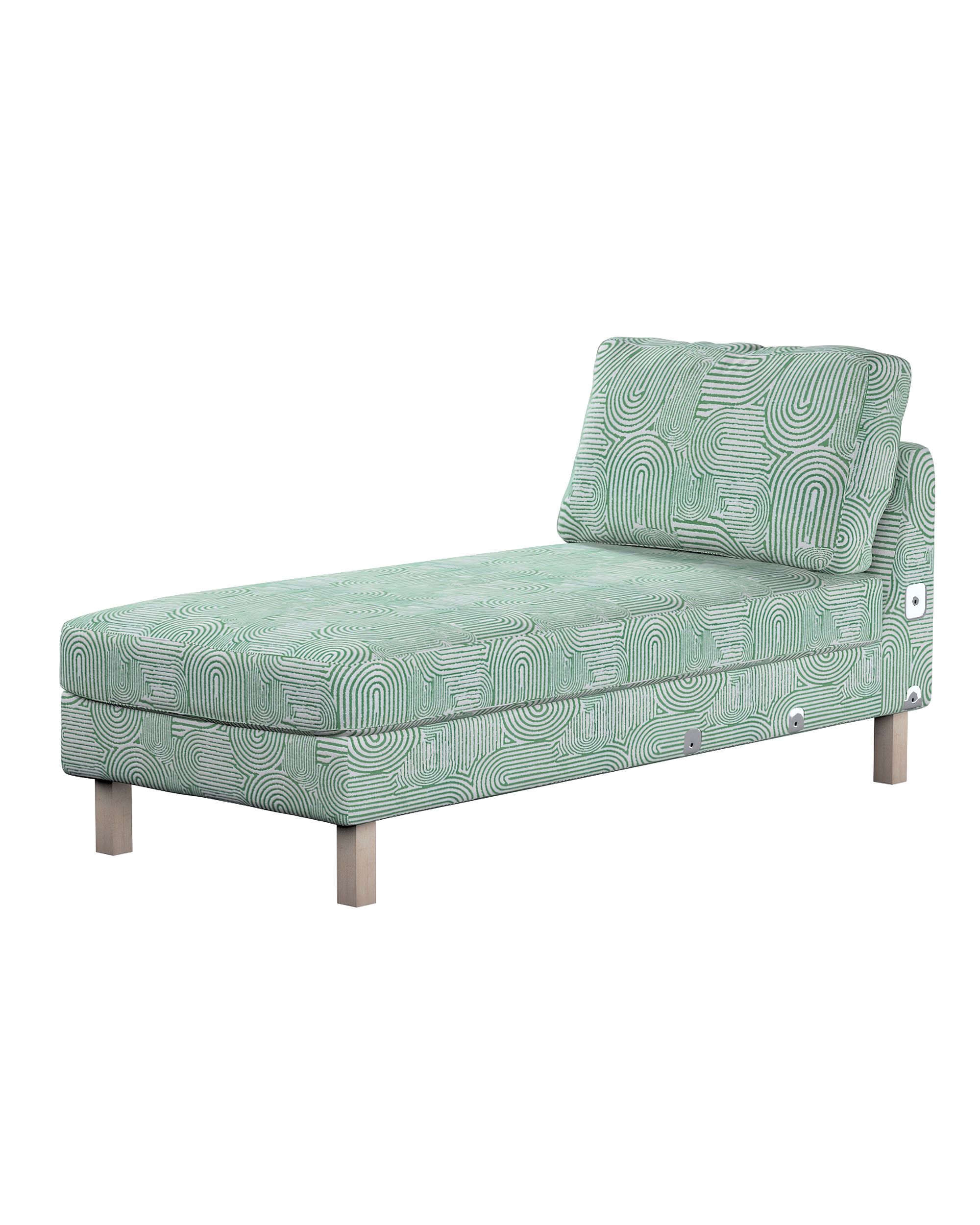 Karlstad chaise longue add-on unit cover colour green fabric structured, patterned