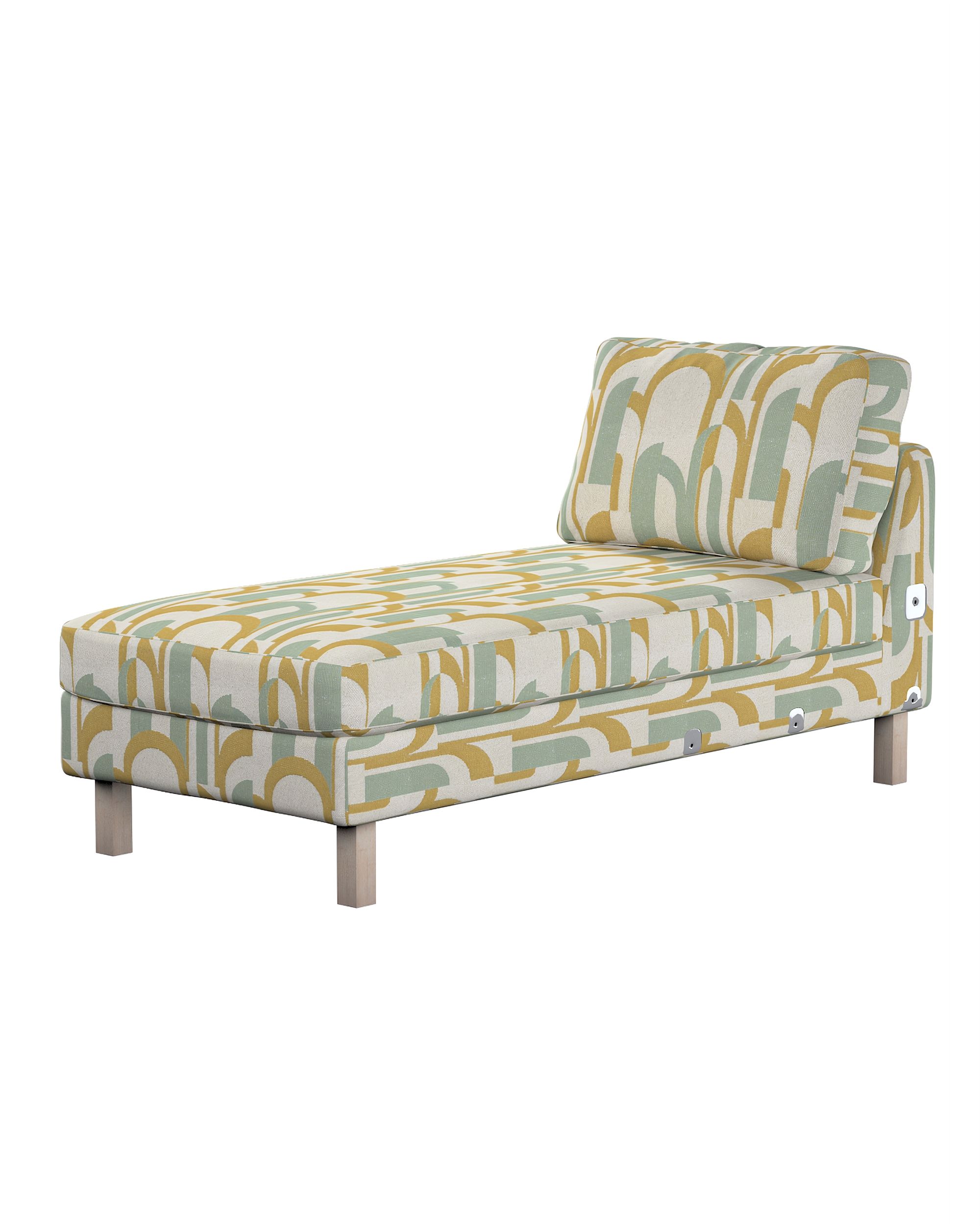 Karlstad chaise longue add-on unit cover colour green fabric structured, patterned