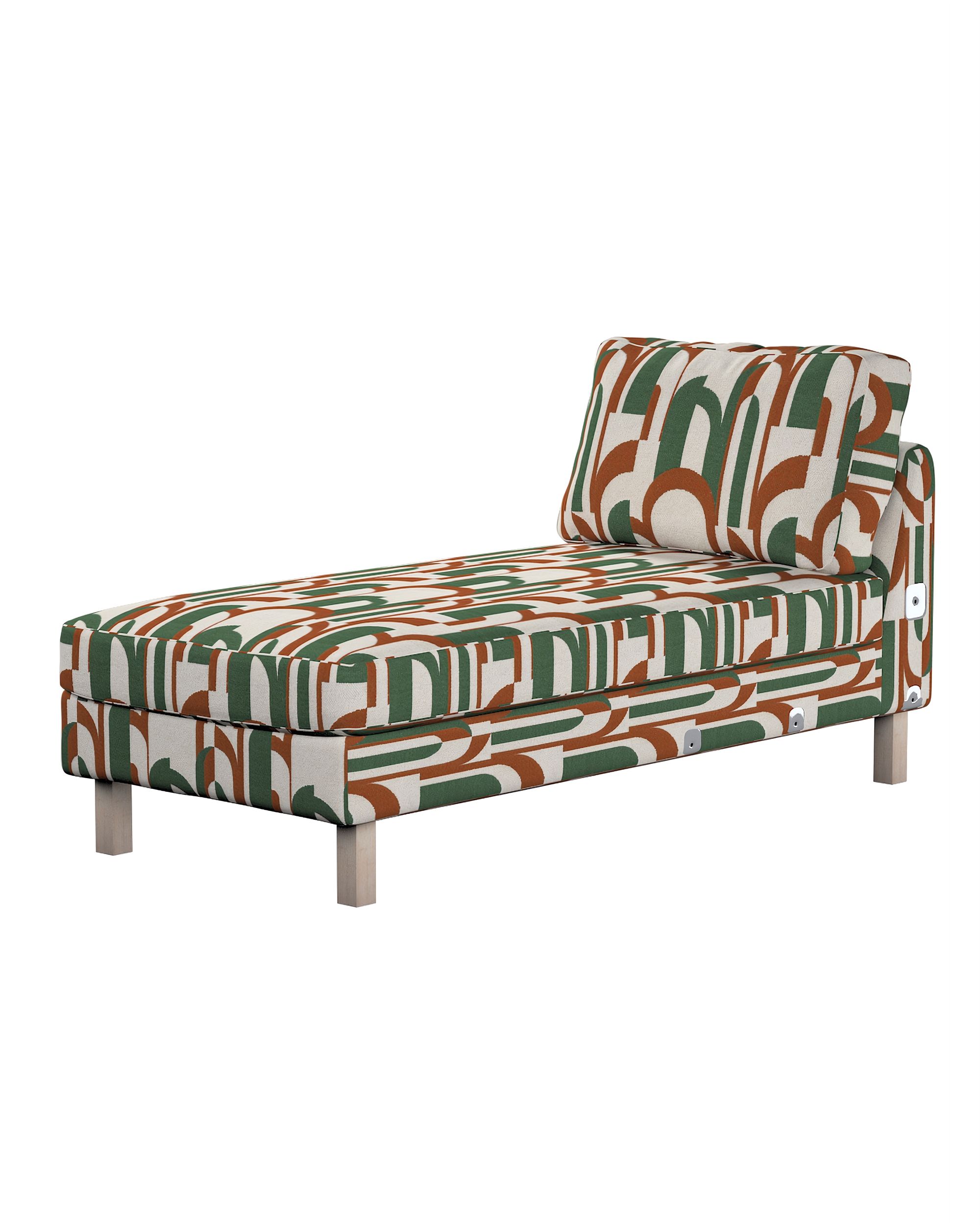 Karlstad chaise longue add-on unit cover colour green fabric structured, patterned