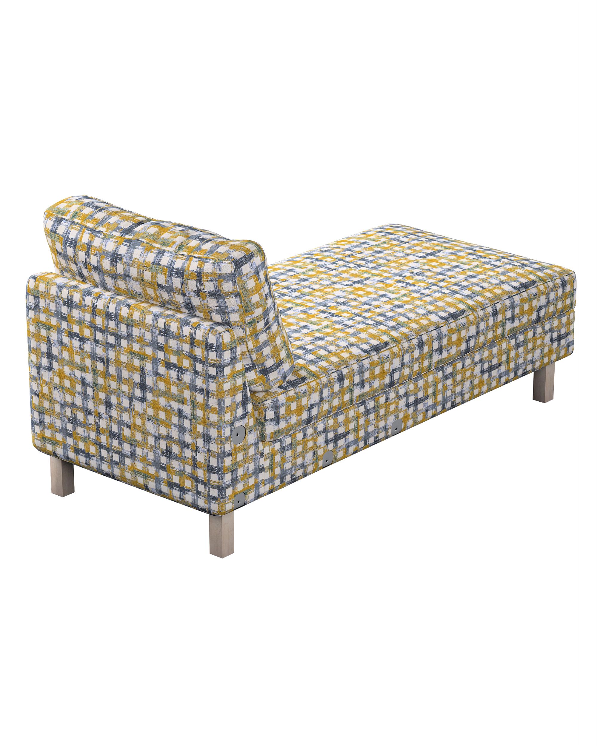 Karlstad chaise longue add-on unit cover colour blue fabric structured, patterned (hover)