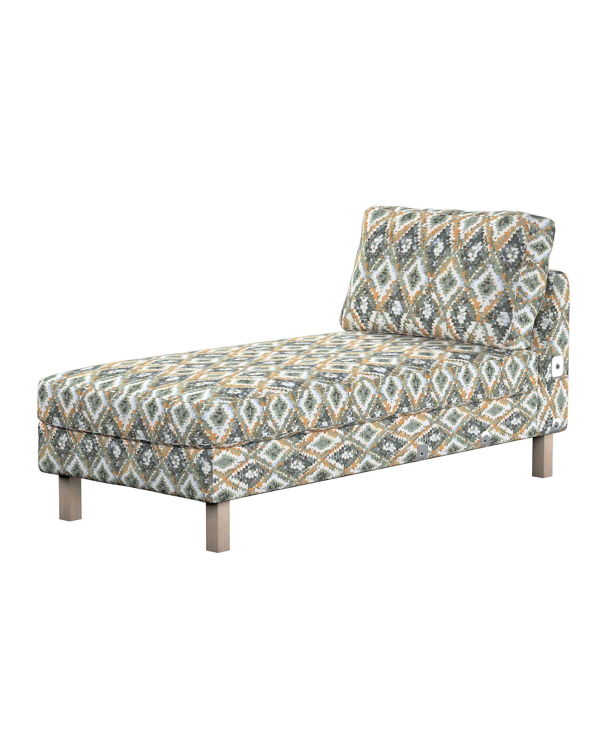 Karlstad chaise longue add-on unit cover colour blue fabric structured, patterned
