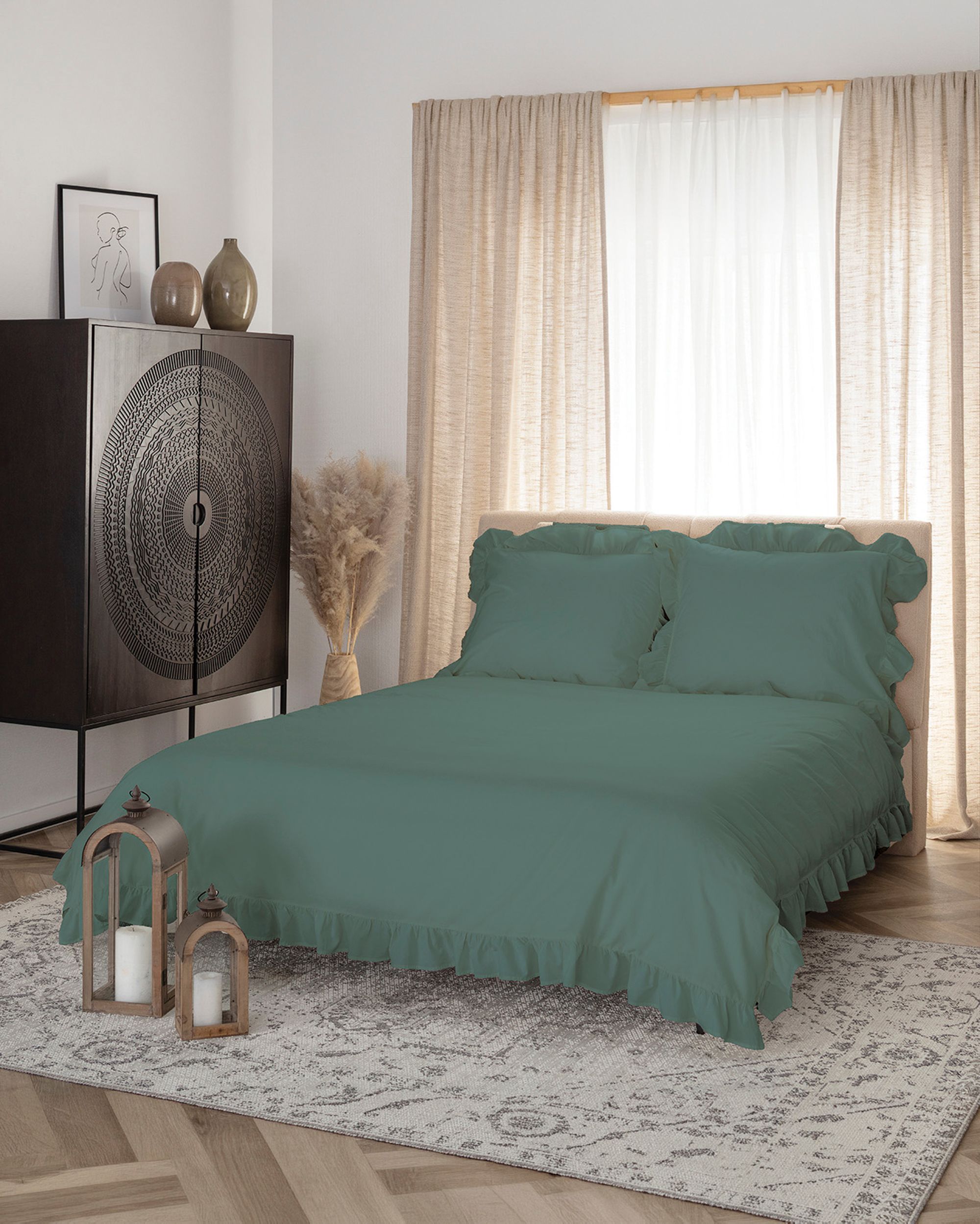 Bedding Cotton 160x200cm dark green