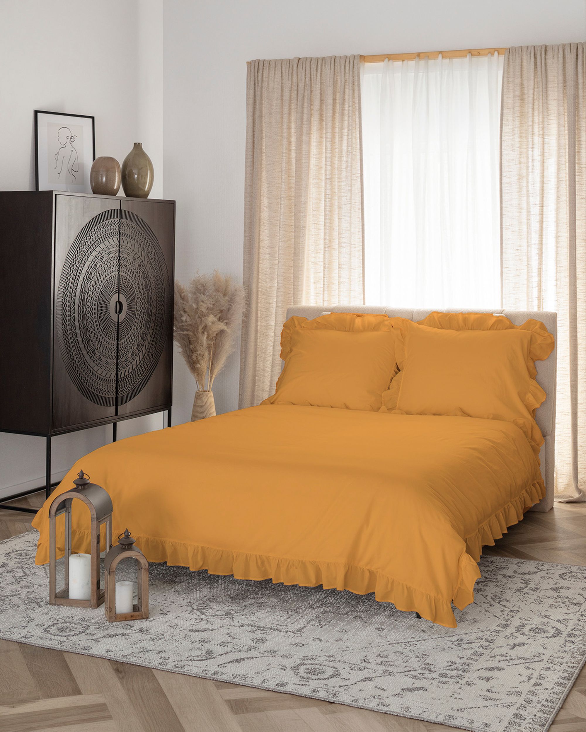 Bedding Cotton 160x200cm mustard