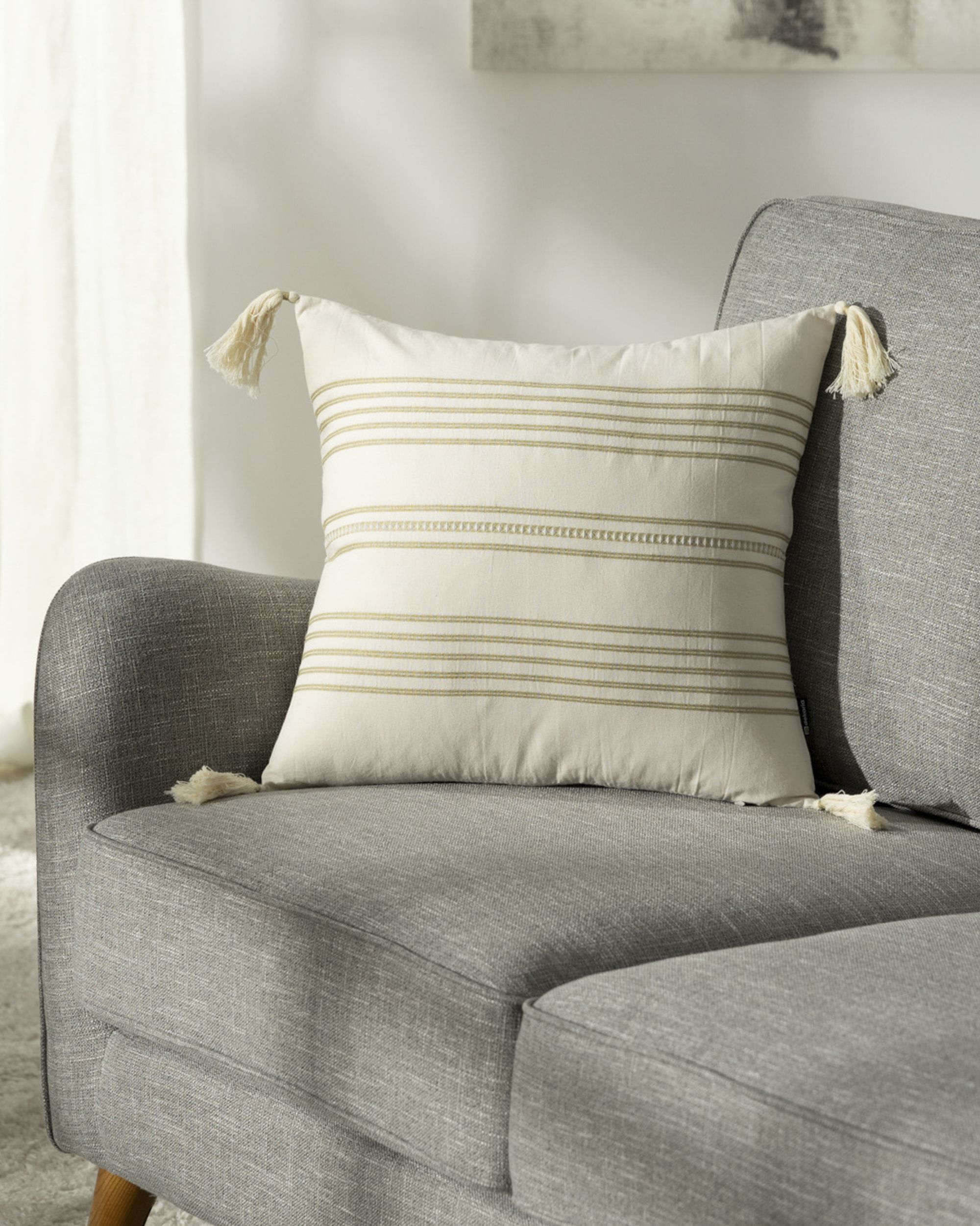 Linea Sand Tassel cushion cover 45x45 cm (hover)