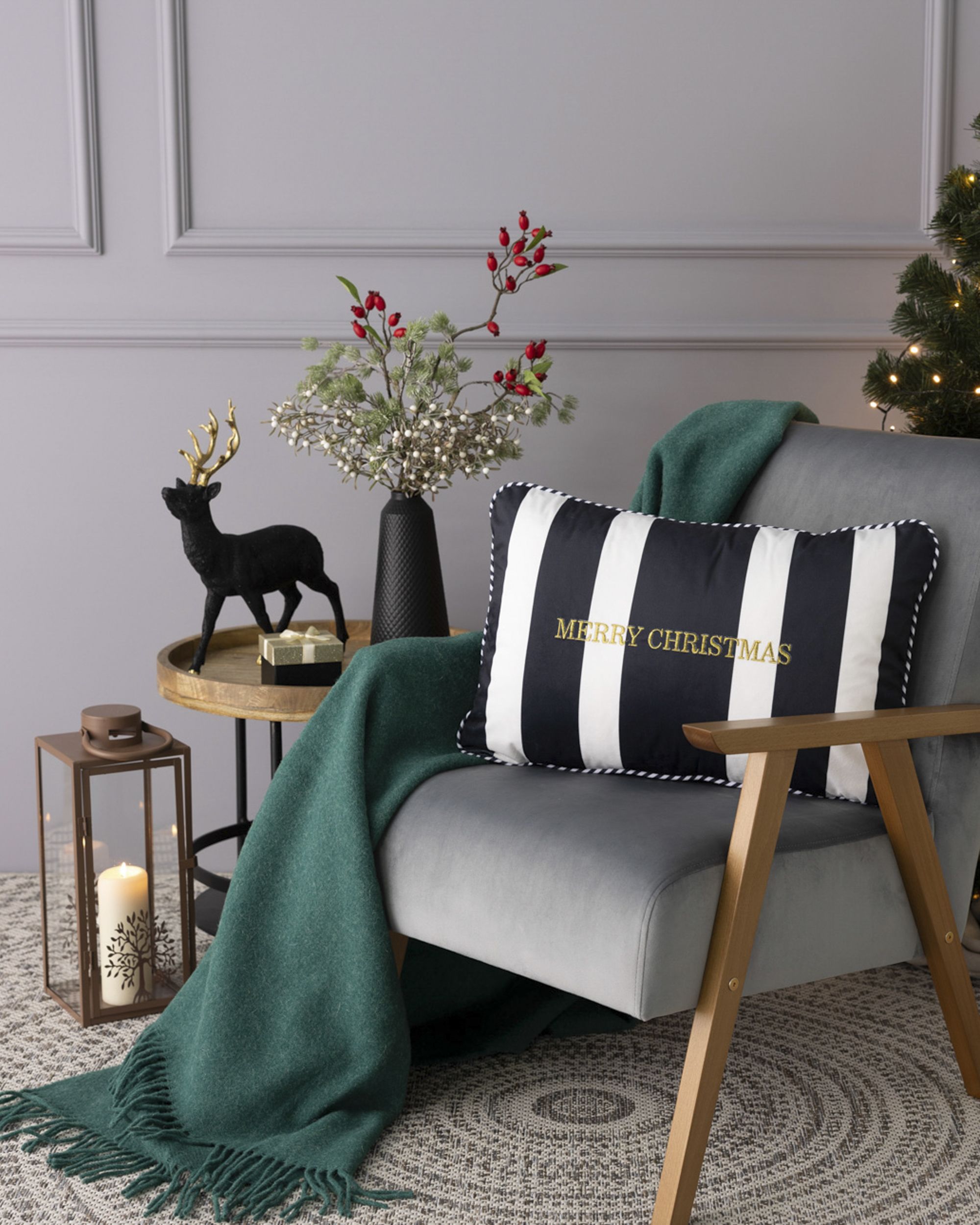 Cushion cover Black & White Noel 60x40 cm (hover)