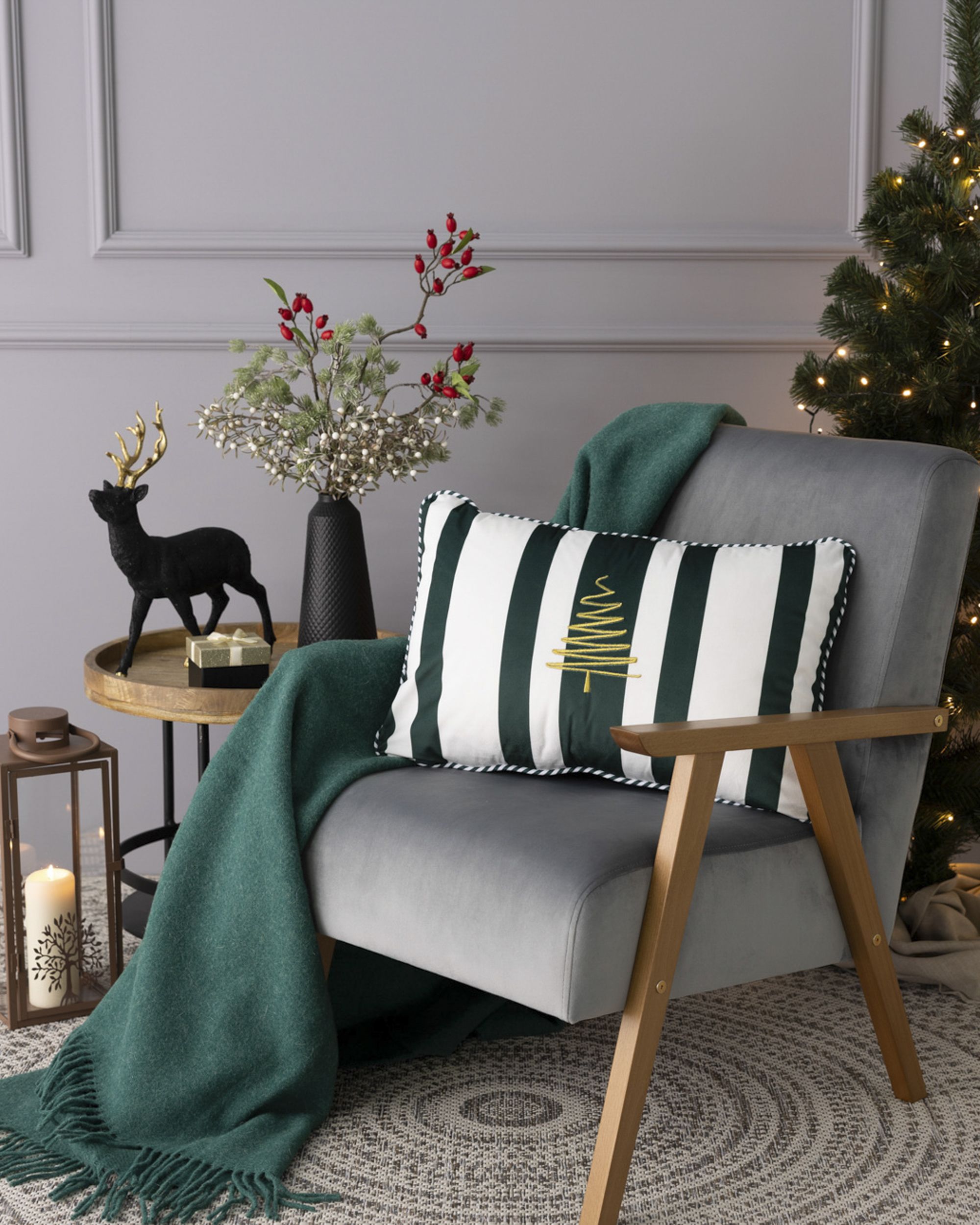 Cushion cover Green & White Noel 60x40 cm (hover)