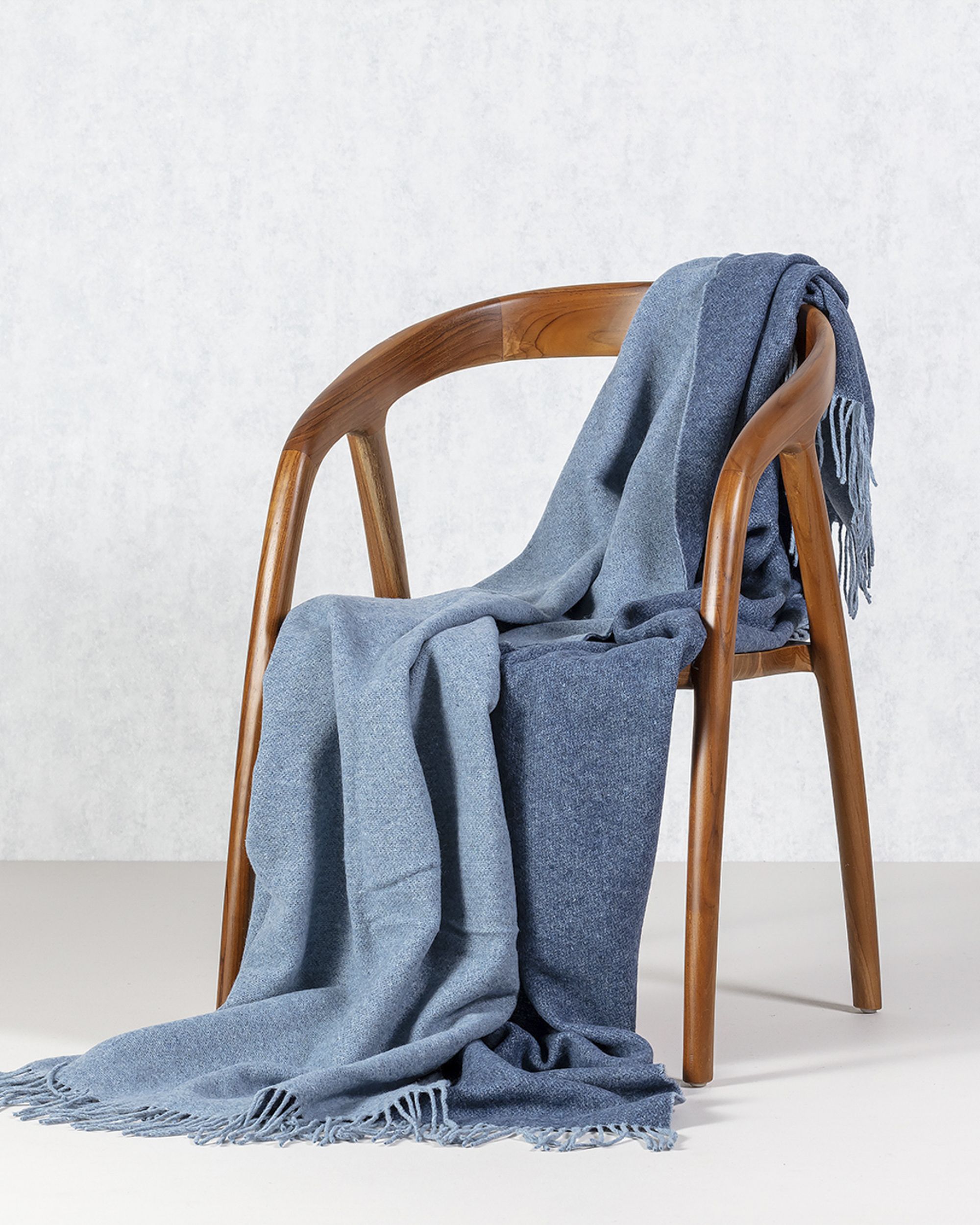 Plaid Merinos 140x200 cm melange blue