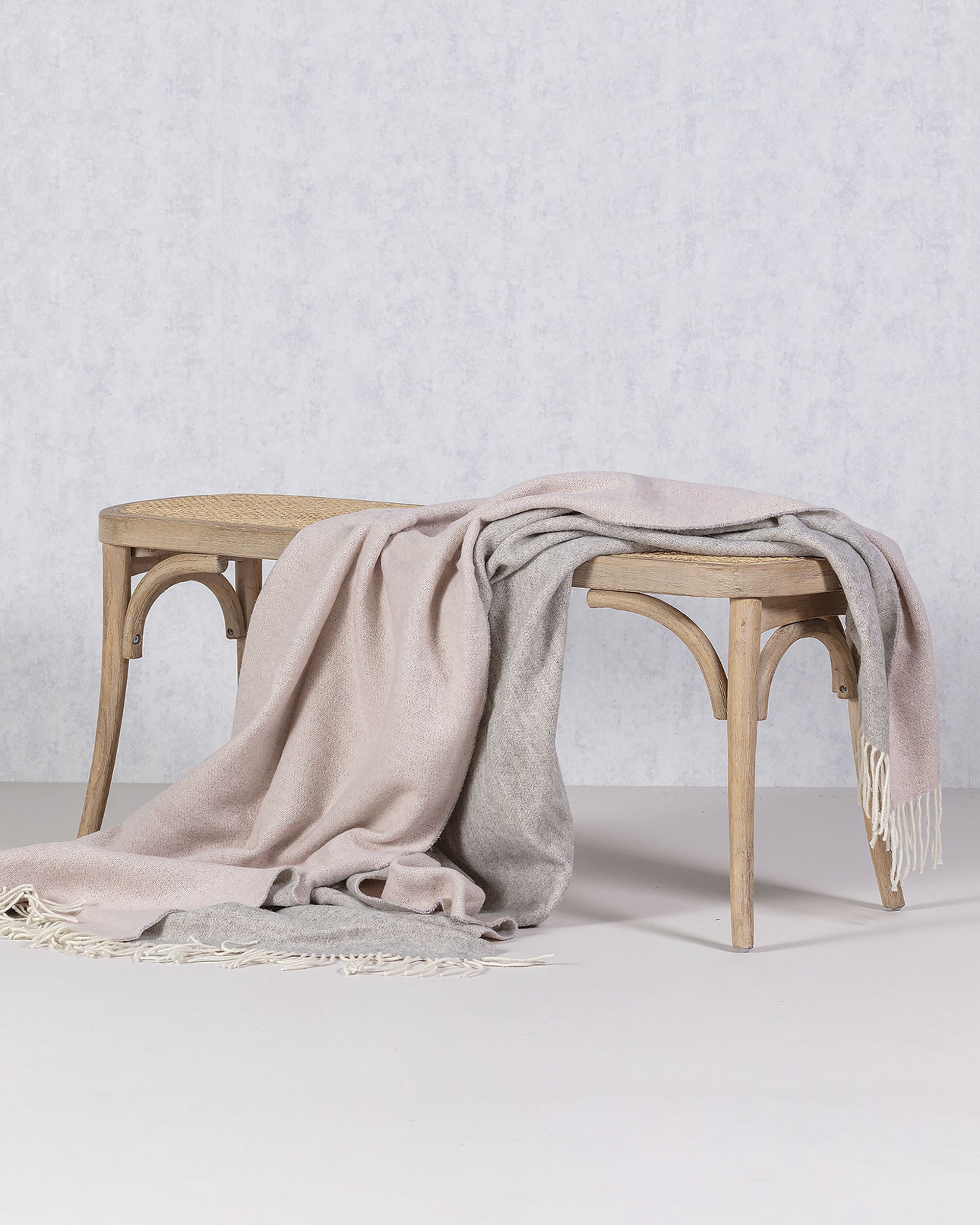 Plaid Merinos 140x200cm melange grey pink