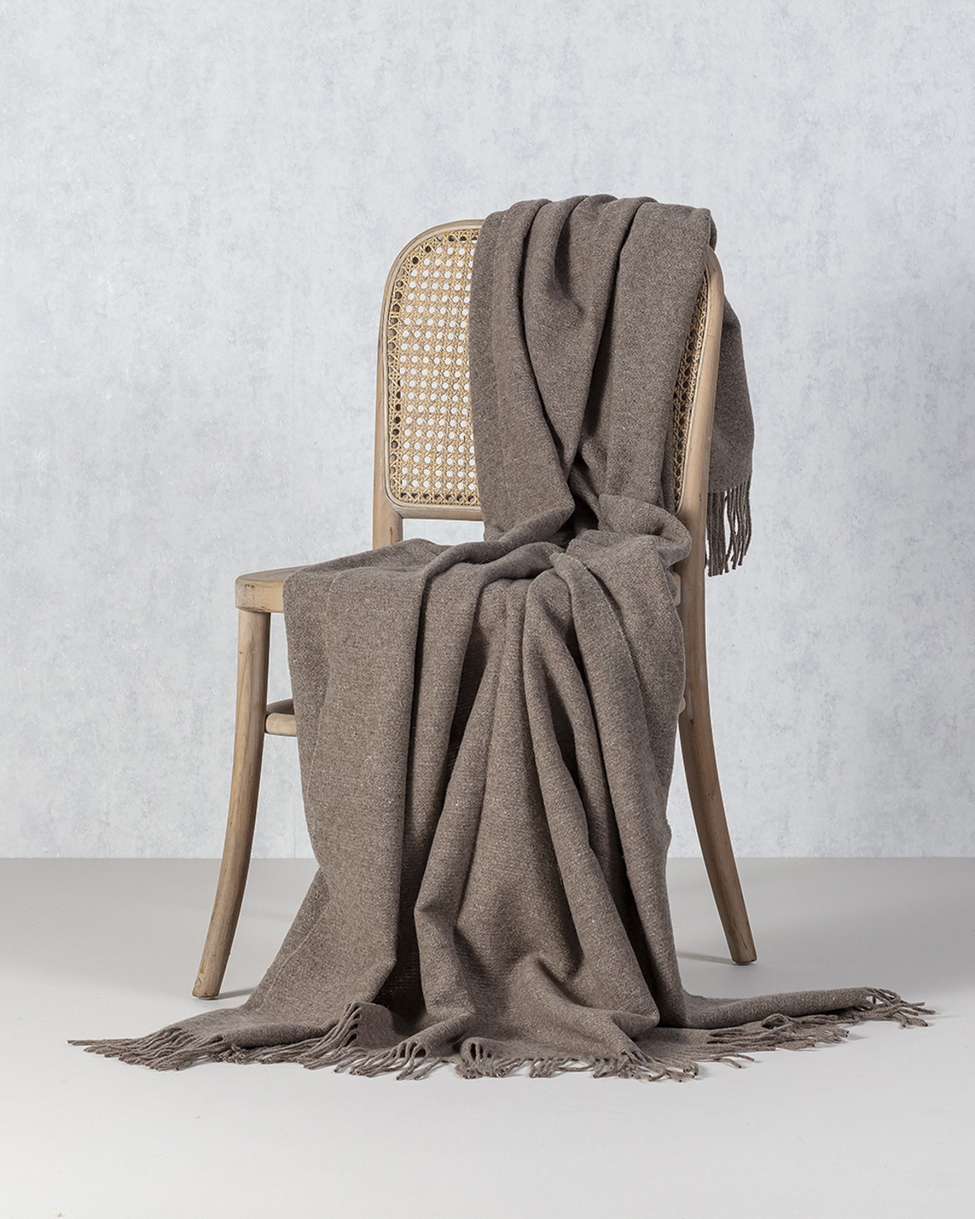 Plaid Merinos 140x200 cm melange brown