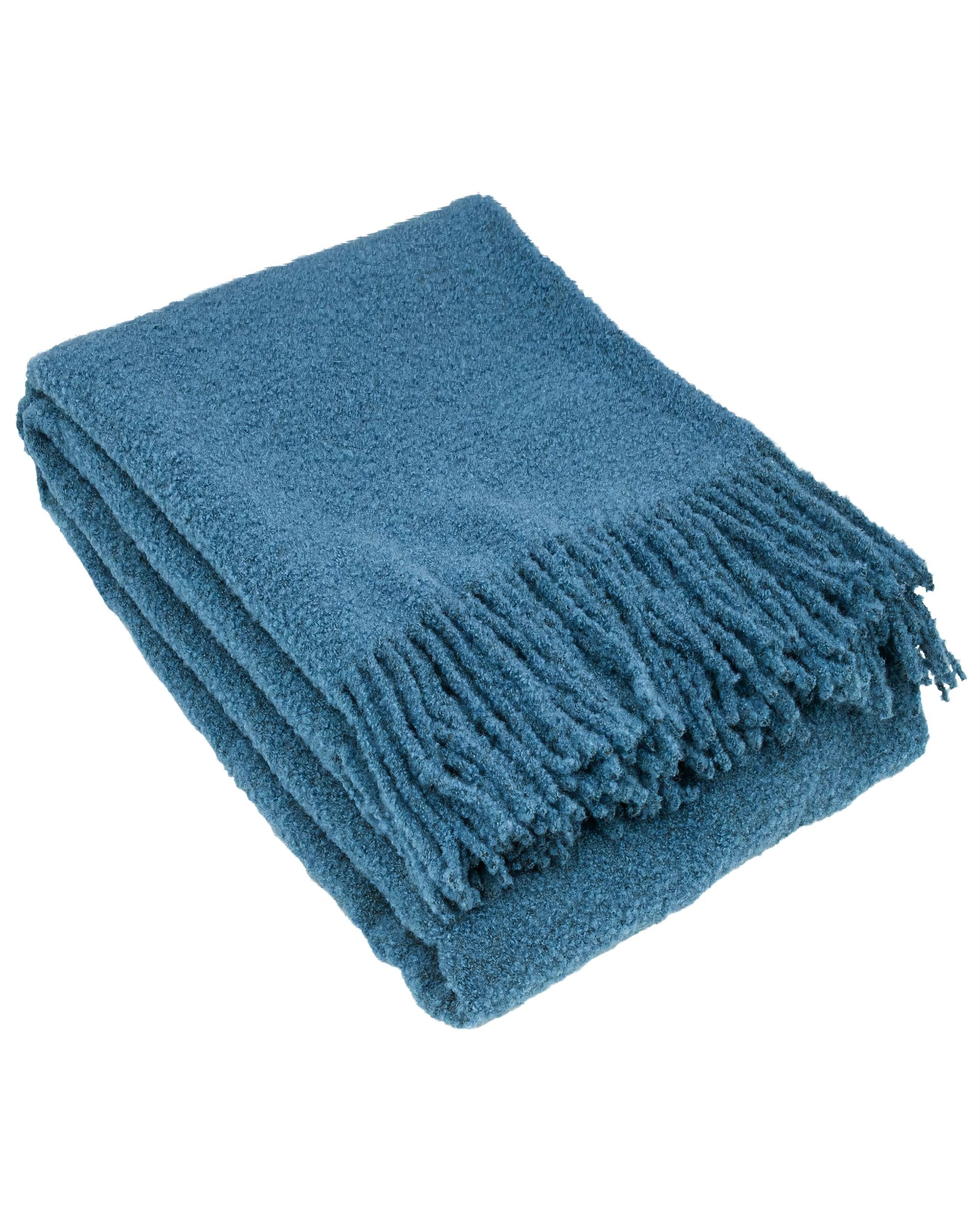 Bouclé Throw 140x200 cm blue