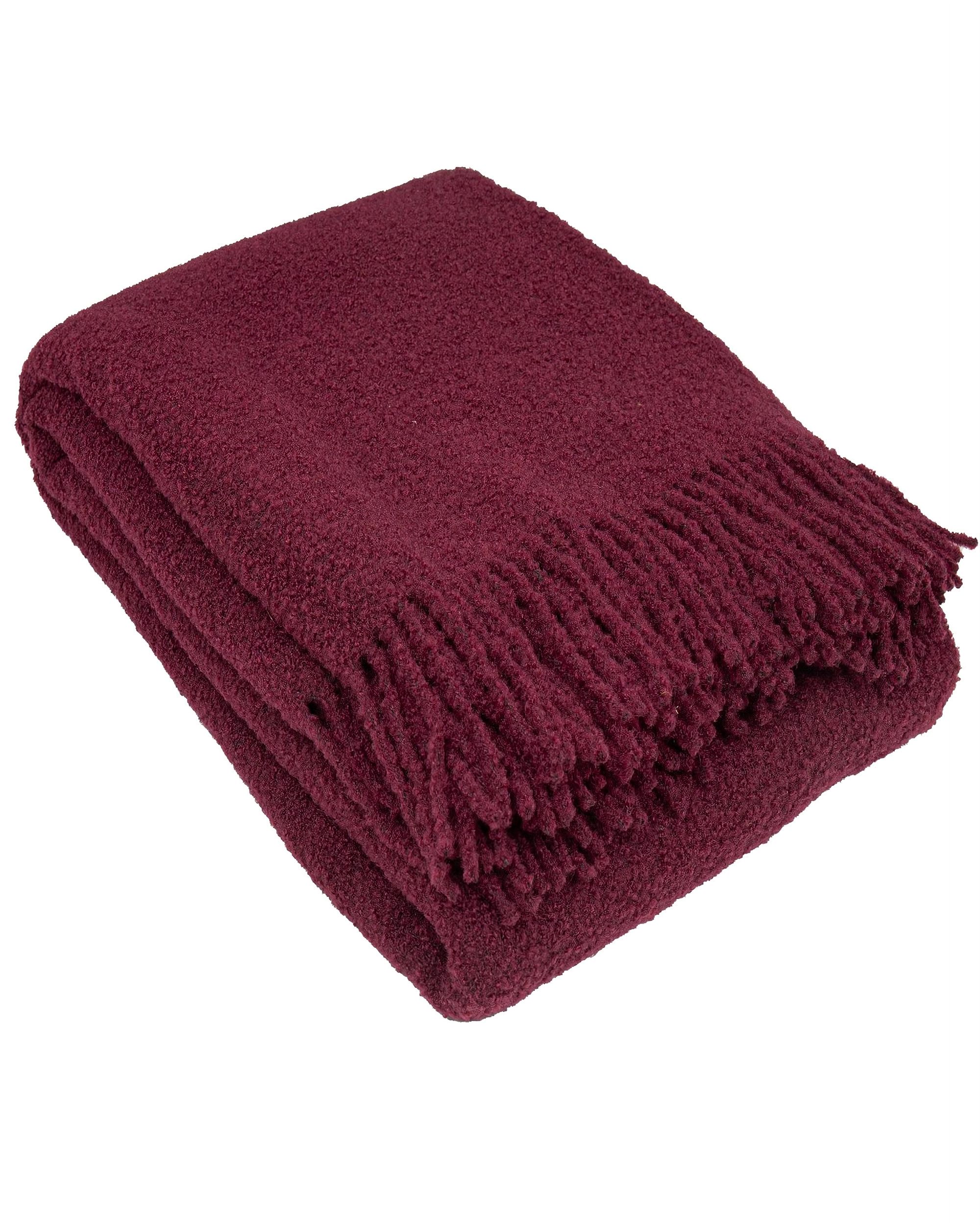 Bouclé Throw 140x200 cm red wine