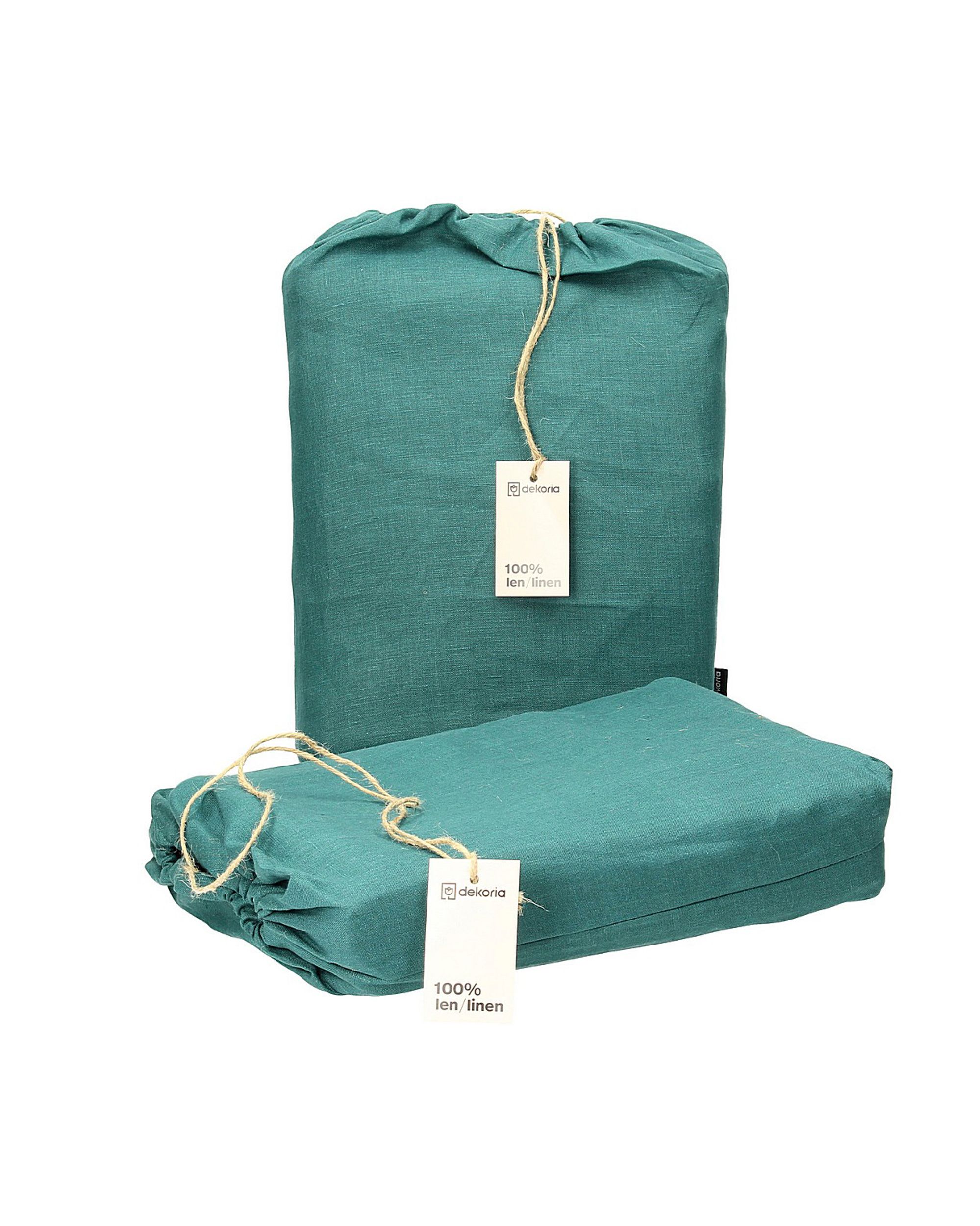 Linen bedding set Linen 200x200 cm colour green fabric semi-sheer, structured, linen (hover)