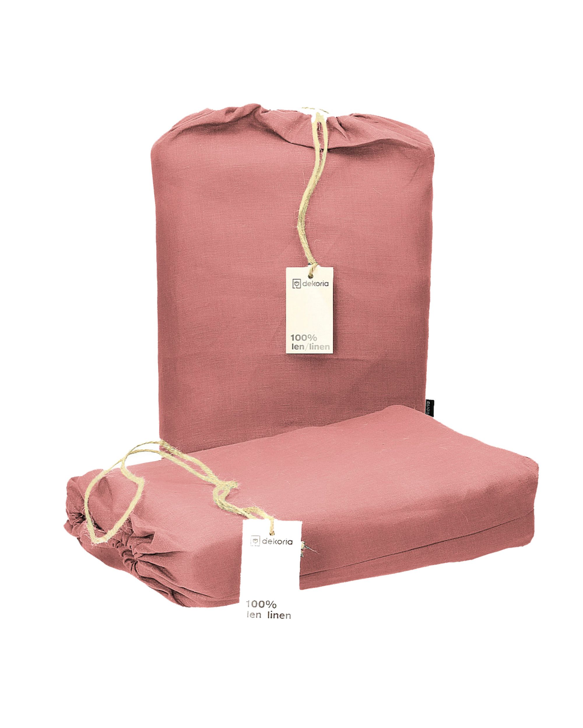 Linen bedding set Linen 150x200 cm colour pink fabric semi-sheer, structured, linen (hover)