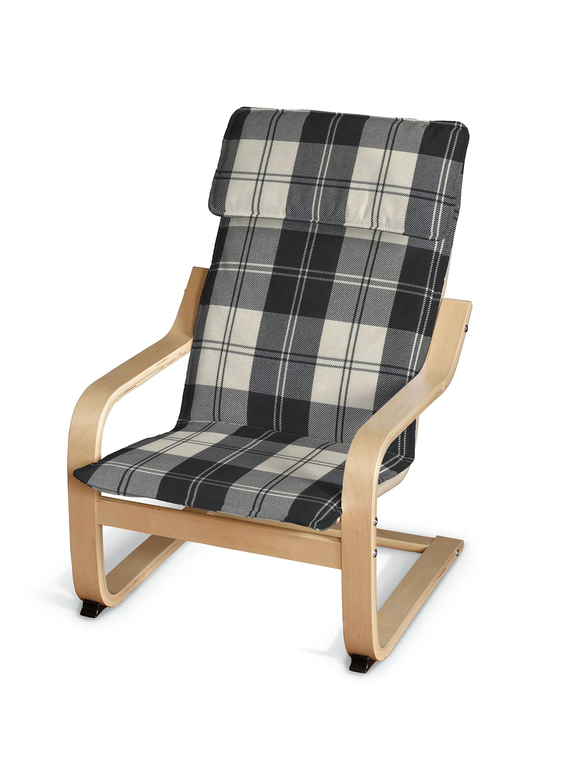Poäng children's armchair cushion + cover colour black fabric structured, patterned