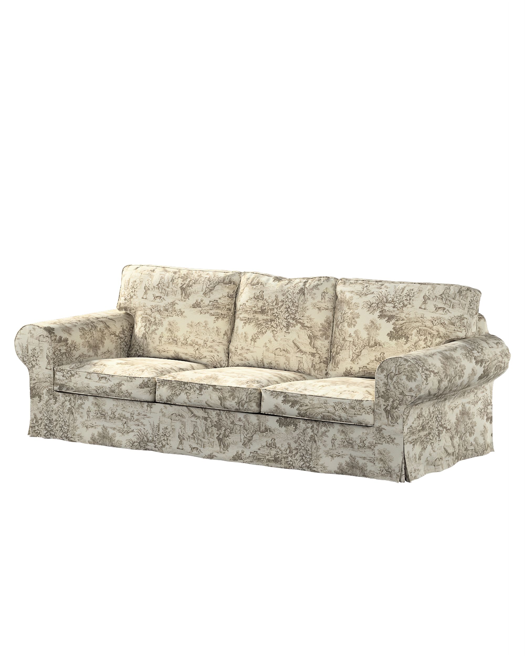 Ektorp 3-seater sofa bed cover (for model on sale in Ikea since 2013) colour brown fabric patterned