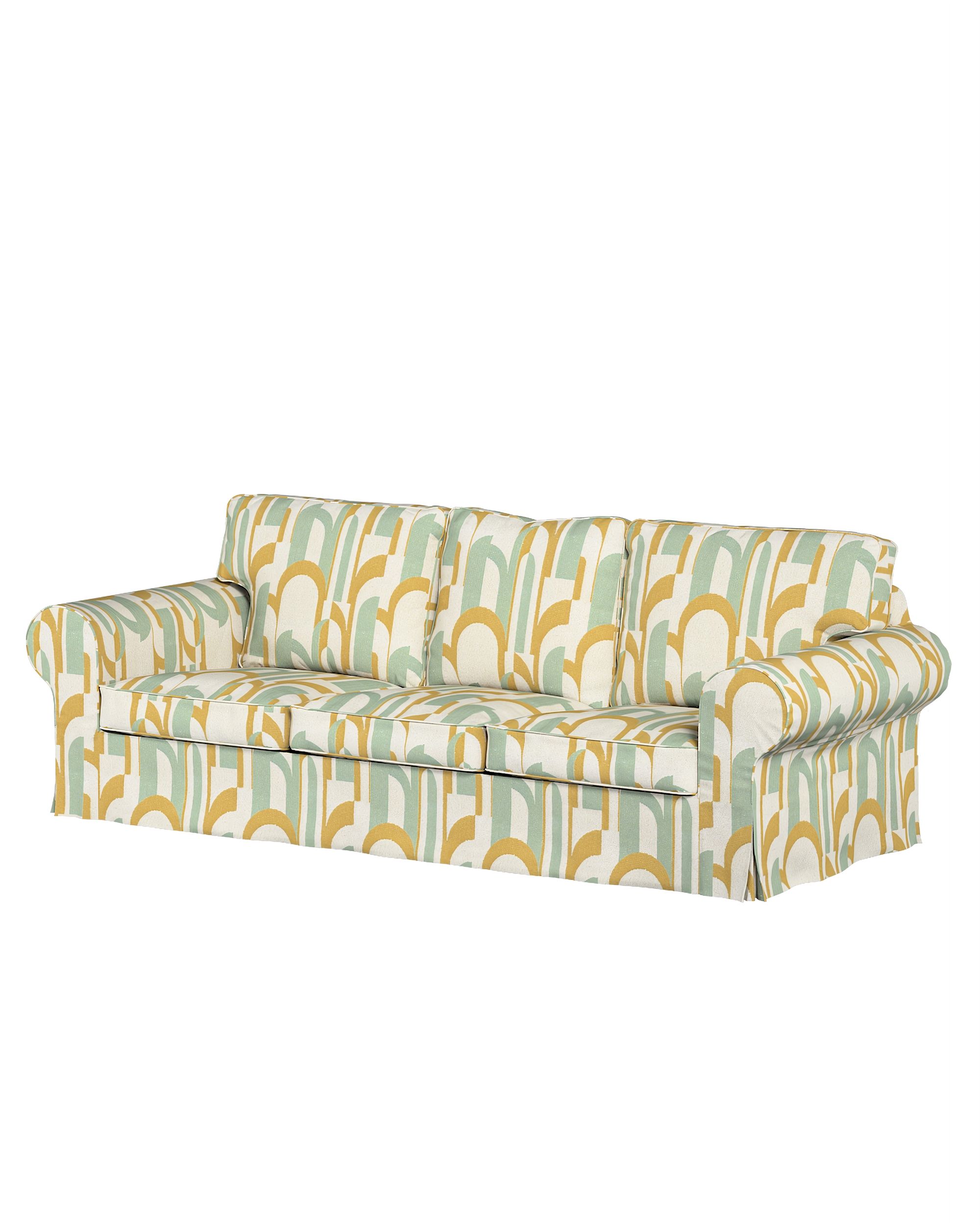 Ektorp 3-seater sofa bed cover (for model on sale in Ikea since 2013) colour green fabric structured, patterned