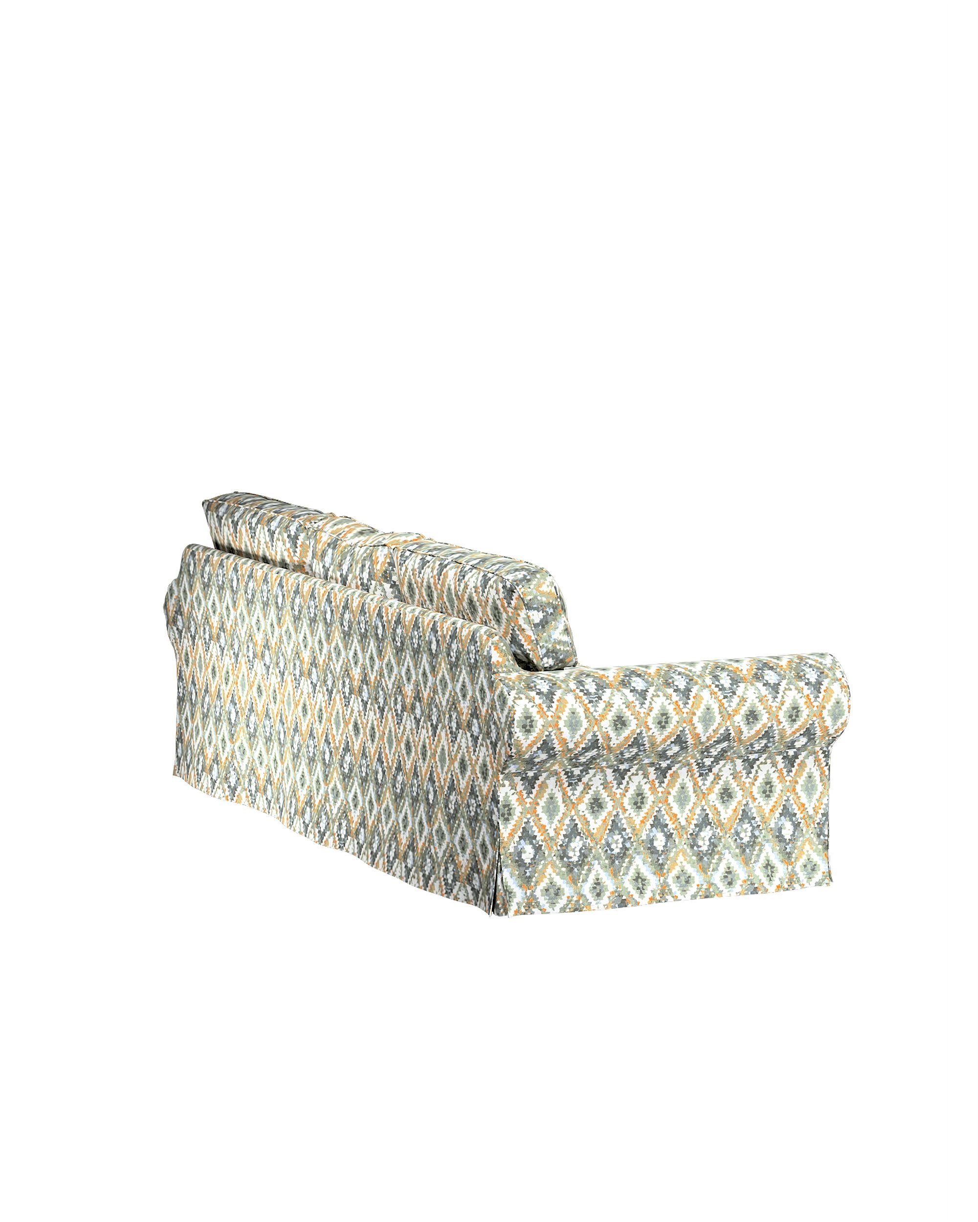 Ektorp 3-seater sofa bed cover (for model on sale in Ikea since 2013) colour blue fabric structured, patterned (hover)