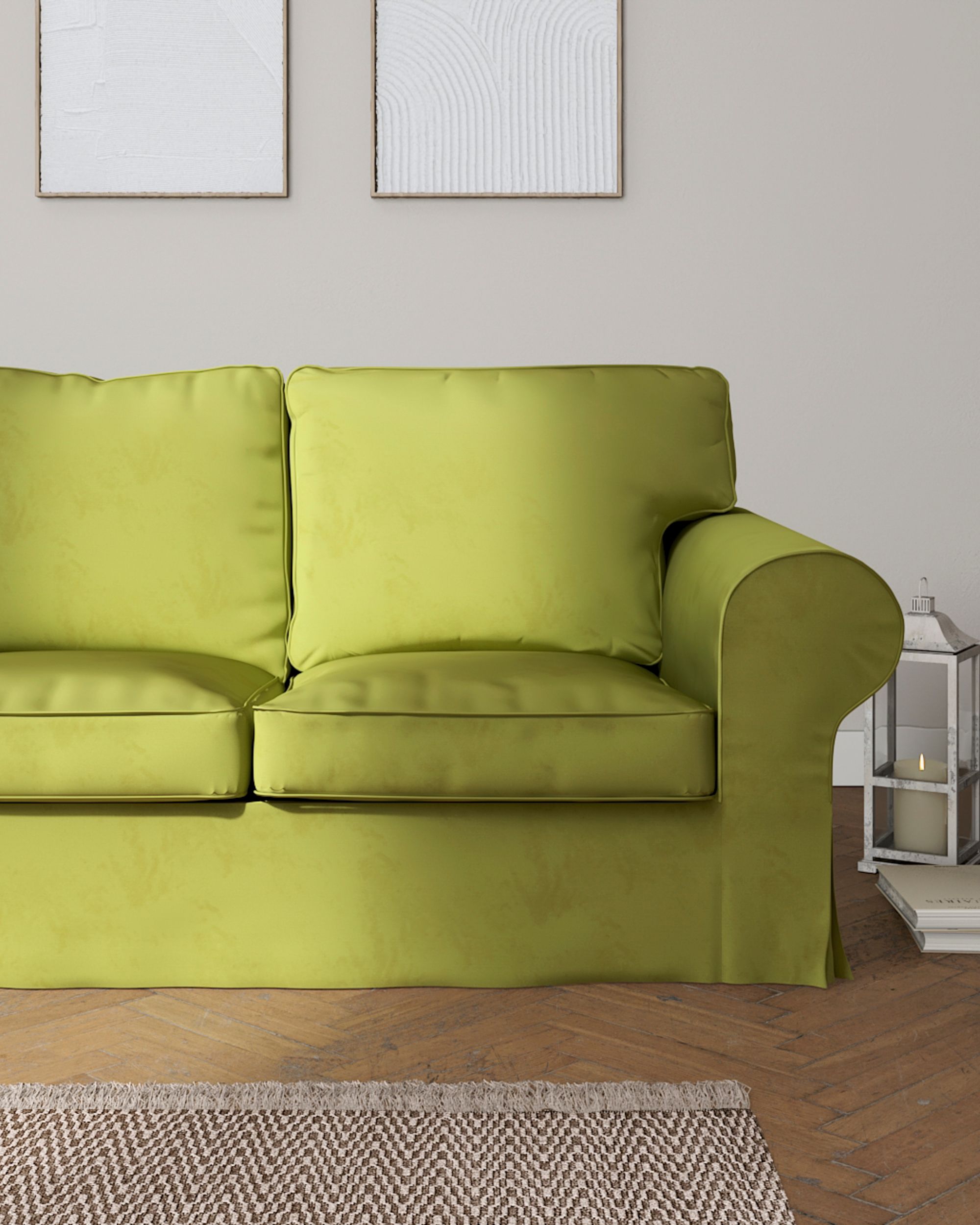 Ektorp 3-seater sofa bed cover (for model on sale in Ikea since 2013) colour green fabric gloss, velvet (hover)