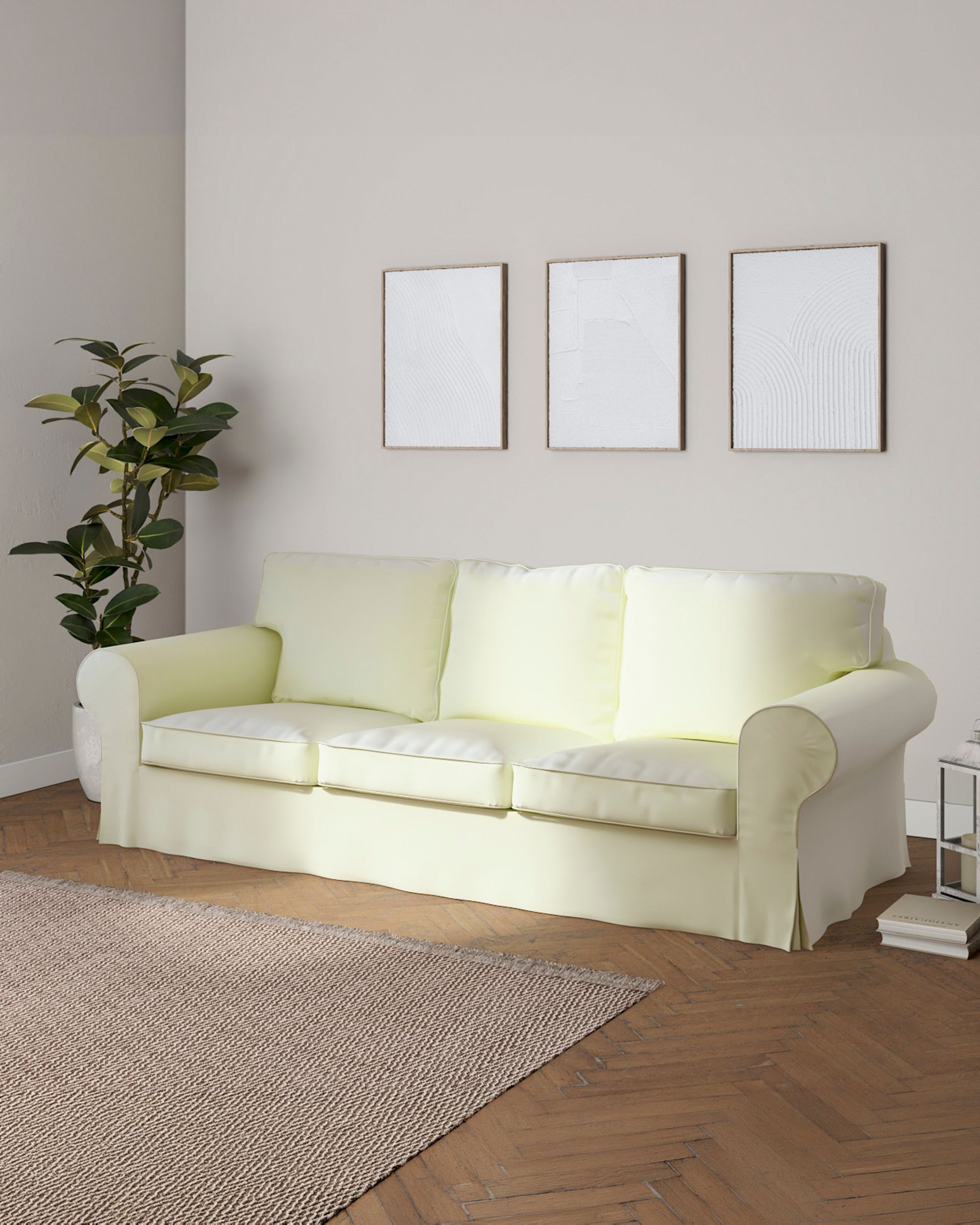 Ektorp 3-seater sofa bed cover (for model on sale in Ikea since 2013) colour ecru fabric gloss, velvet