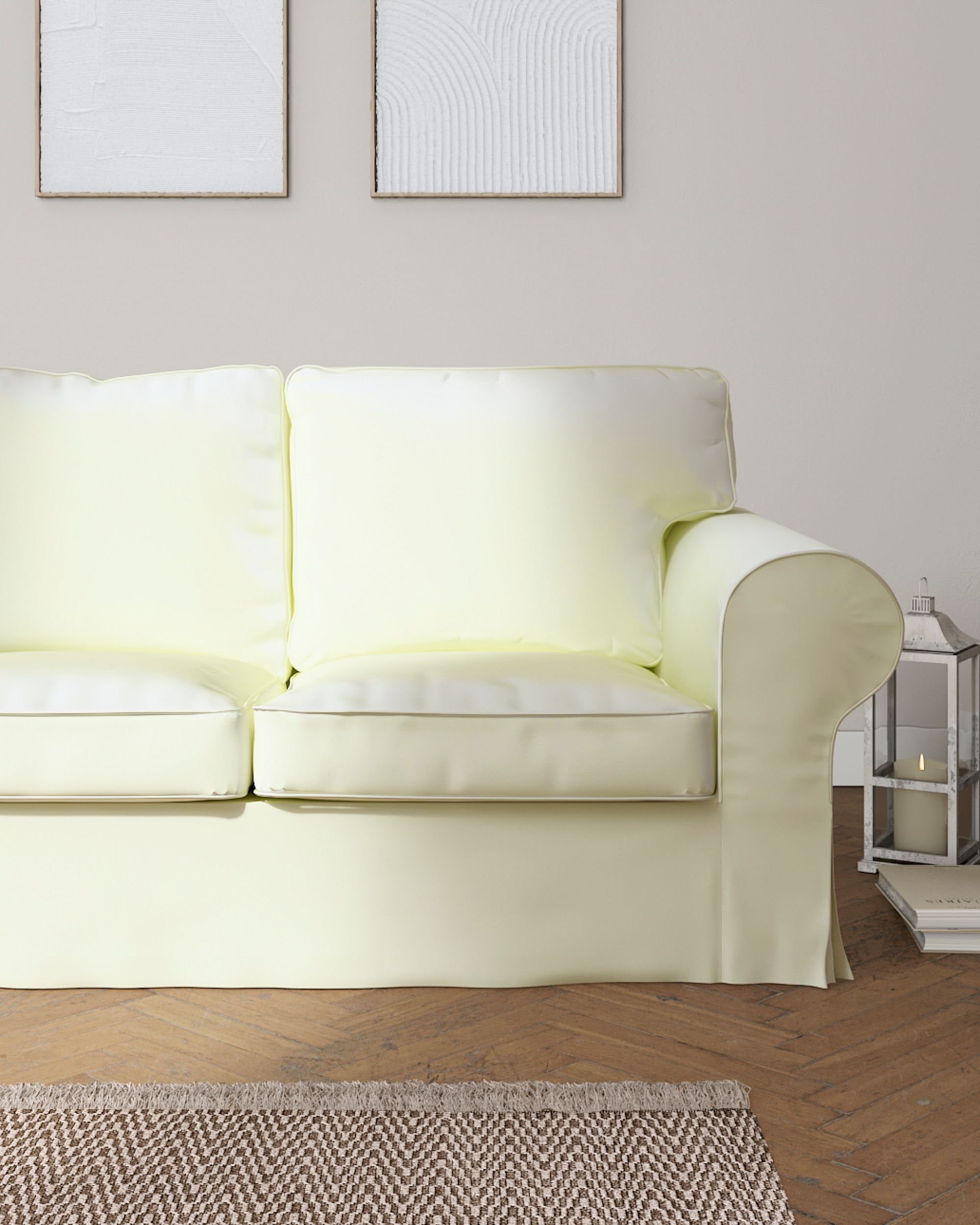 Ektorp 3-seater sofa bed cover (for model on sale in Ikea since 2013) colour ecru fabric gloss, velvet (hover)