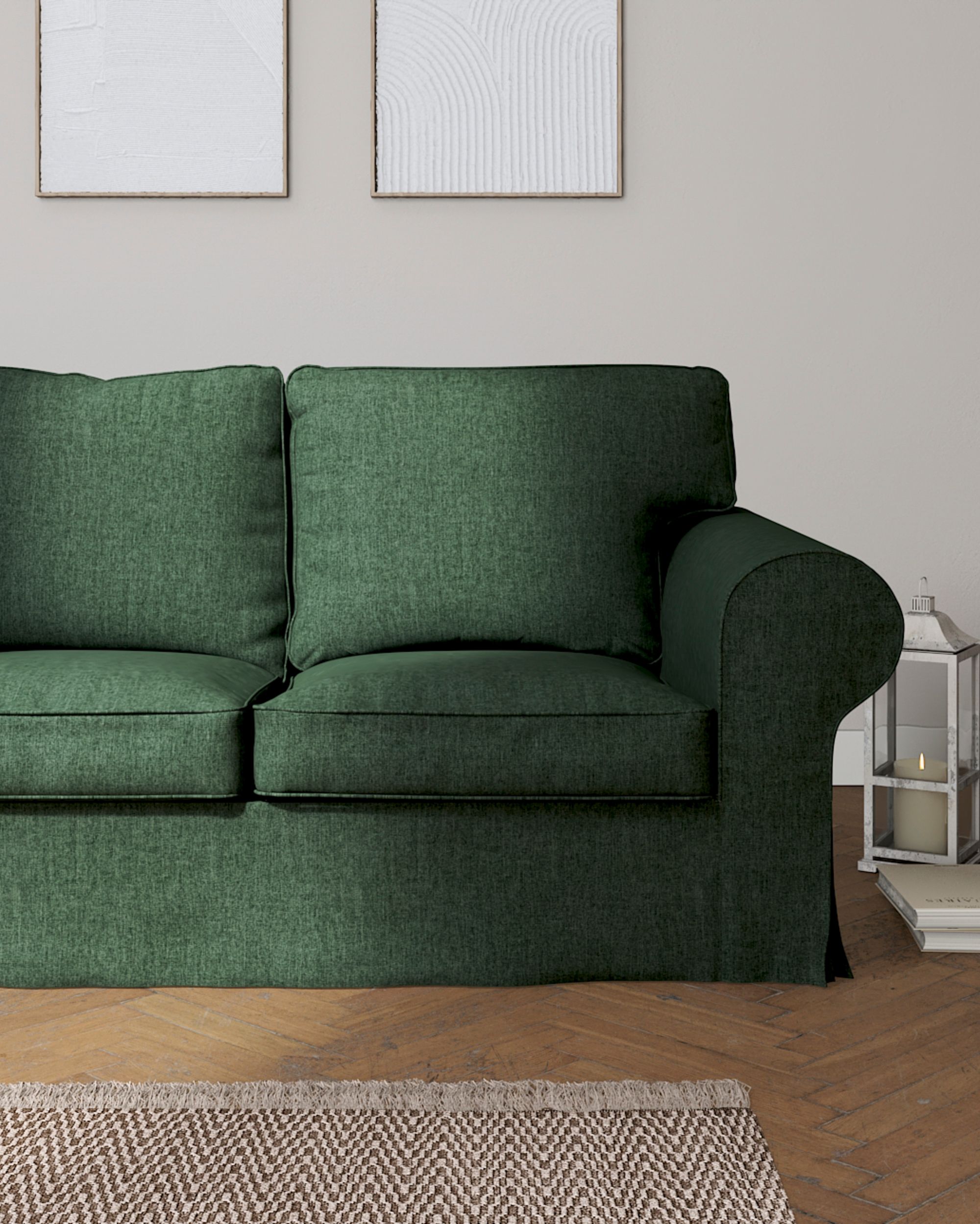 Ektorp 3-seater sofa bed cover (for model on sale in Ikea since 2013) colour green fabric structured (hover)