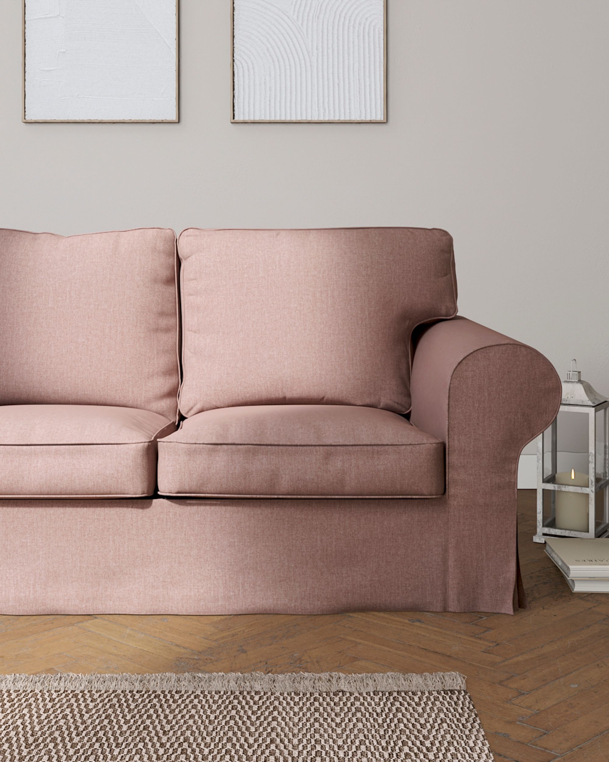Ektorp 3-seater sofa bed cover (for model on sale in Ikea since 2013) colour pink fabric structured (hover)
