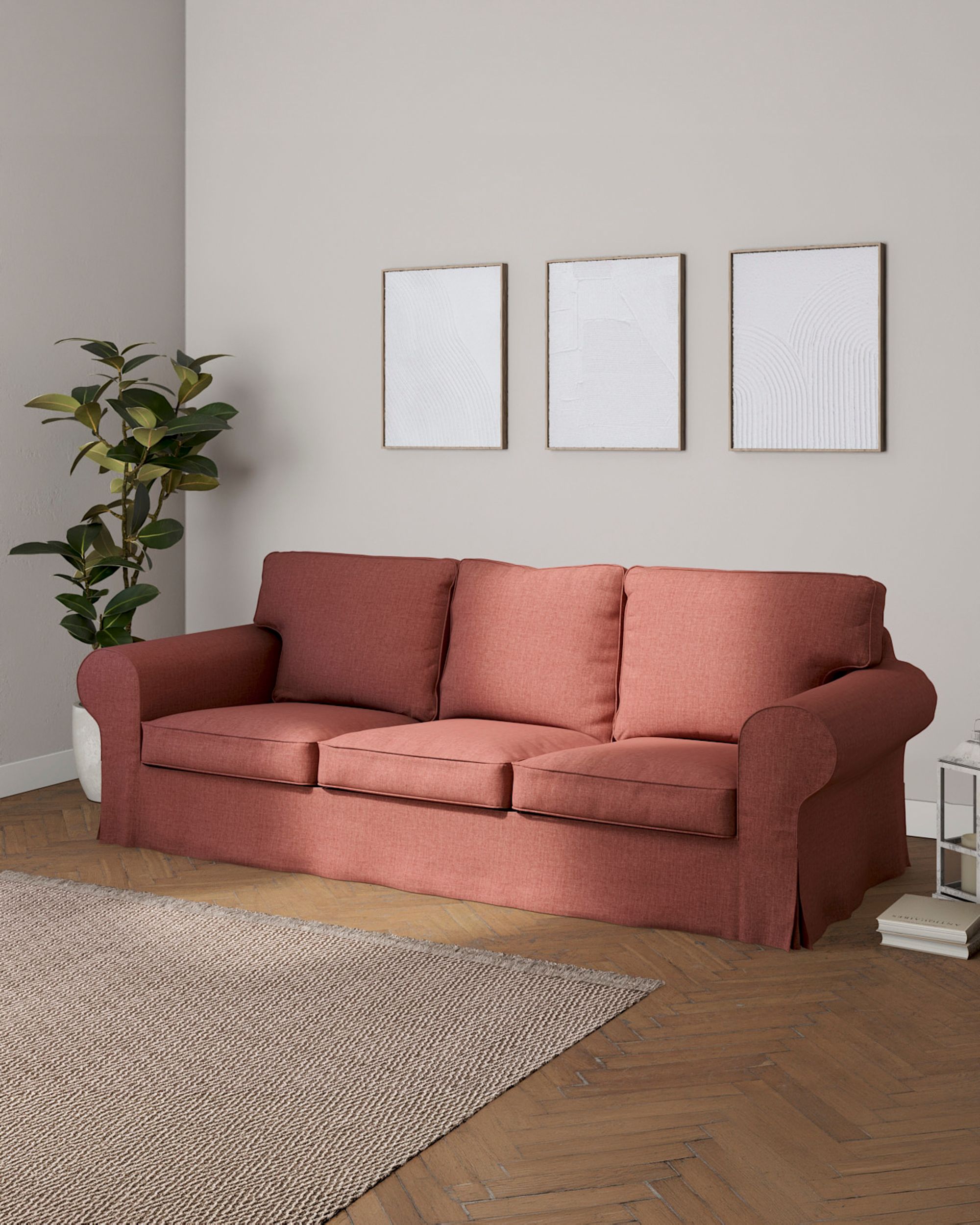 Ektorp 3-seater sofa bed cover (for model on sale in Ikea since 2013) colour brown fabric structured