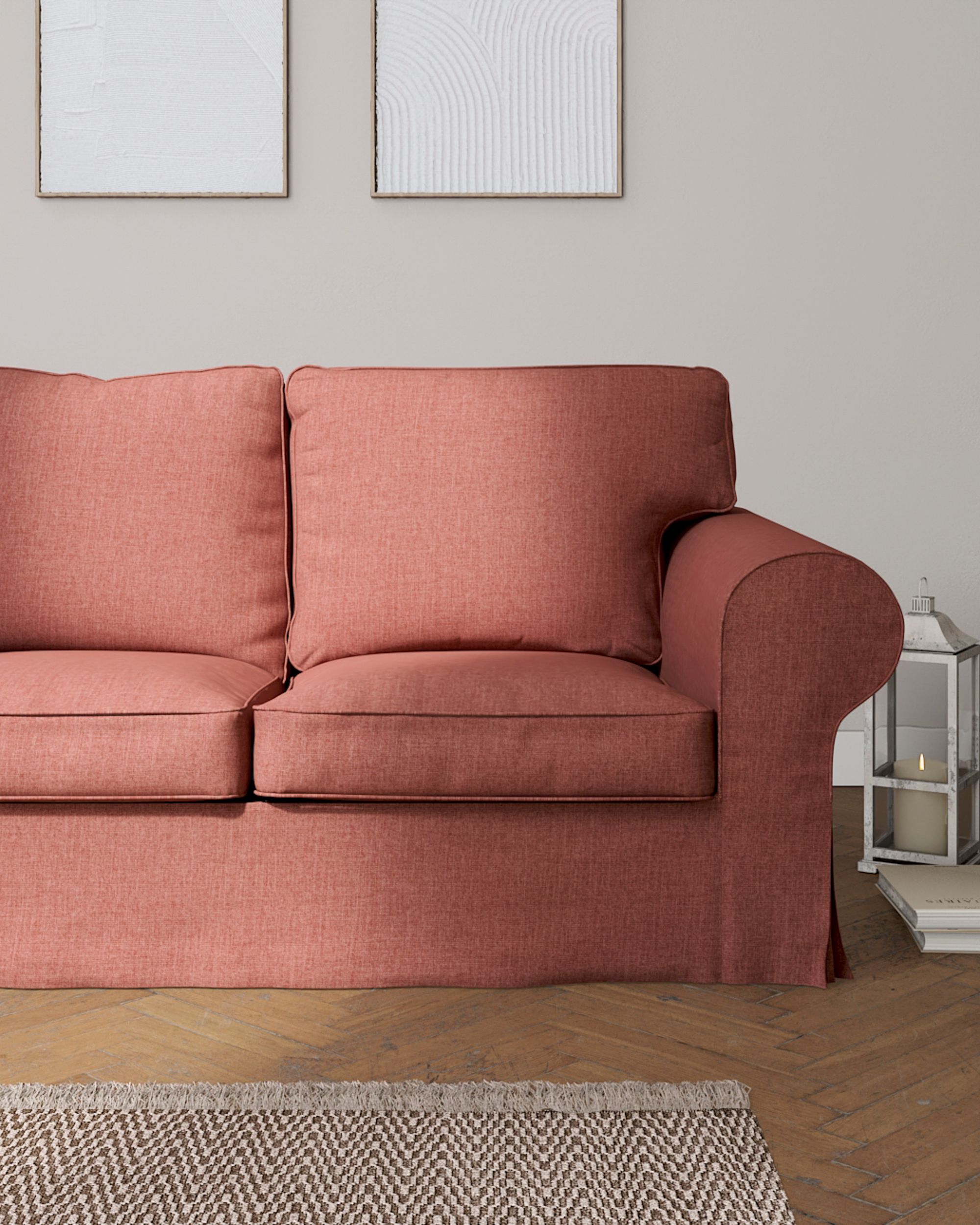 Ektorp 3-seater sofa bed cover (for model on sale in Ikea since 2013) colour brown fabric structured (hover)