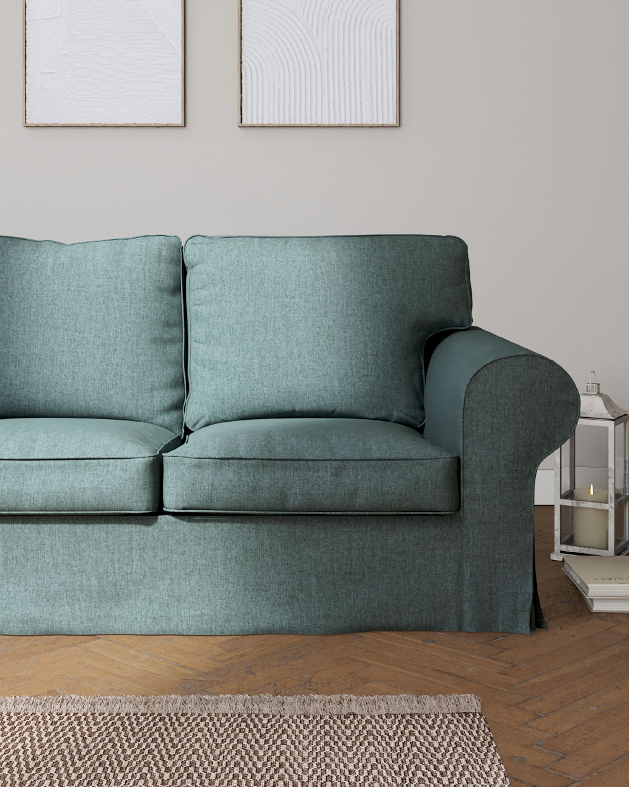 Ektorp 3-seater sofa bed cover (for model on sale in Ikea since 2013) colour blue fabric structured (hover)