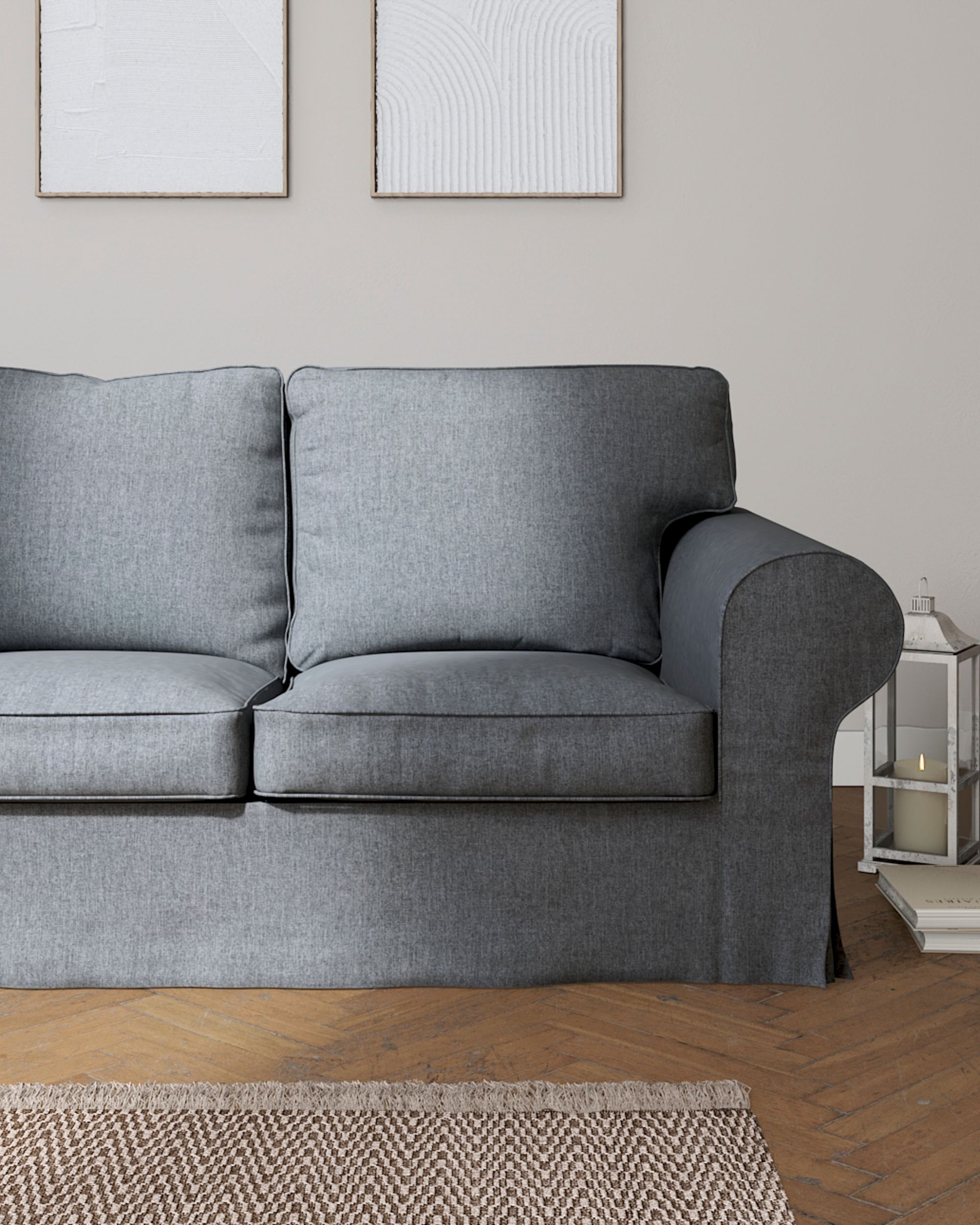Ektorp 3-seater sofa bed cover (for model on sale in Ikea since 2013) colour grey fabric structured (hover)