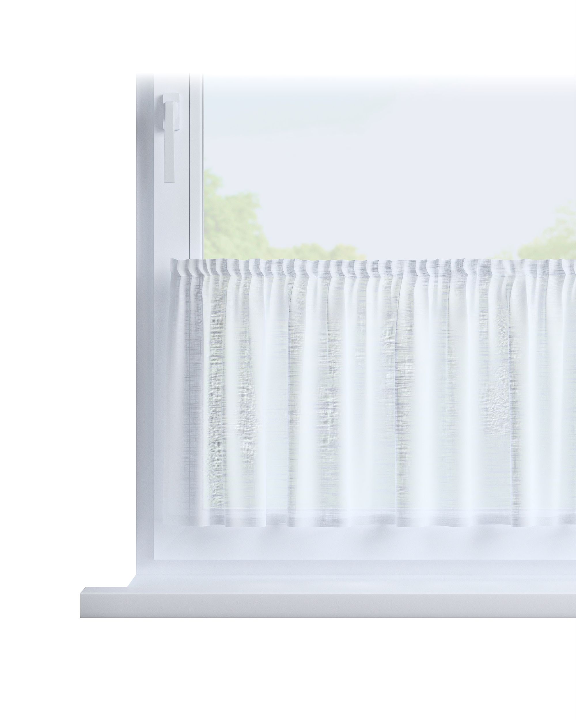 Slot valance colour white fabric semi-sheer, structured