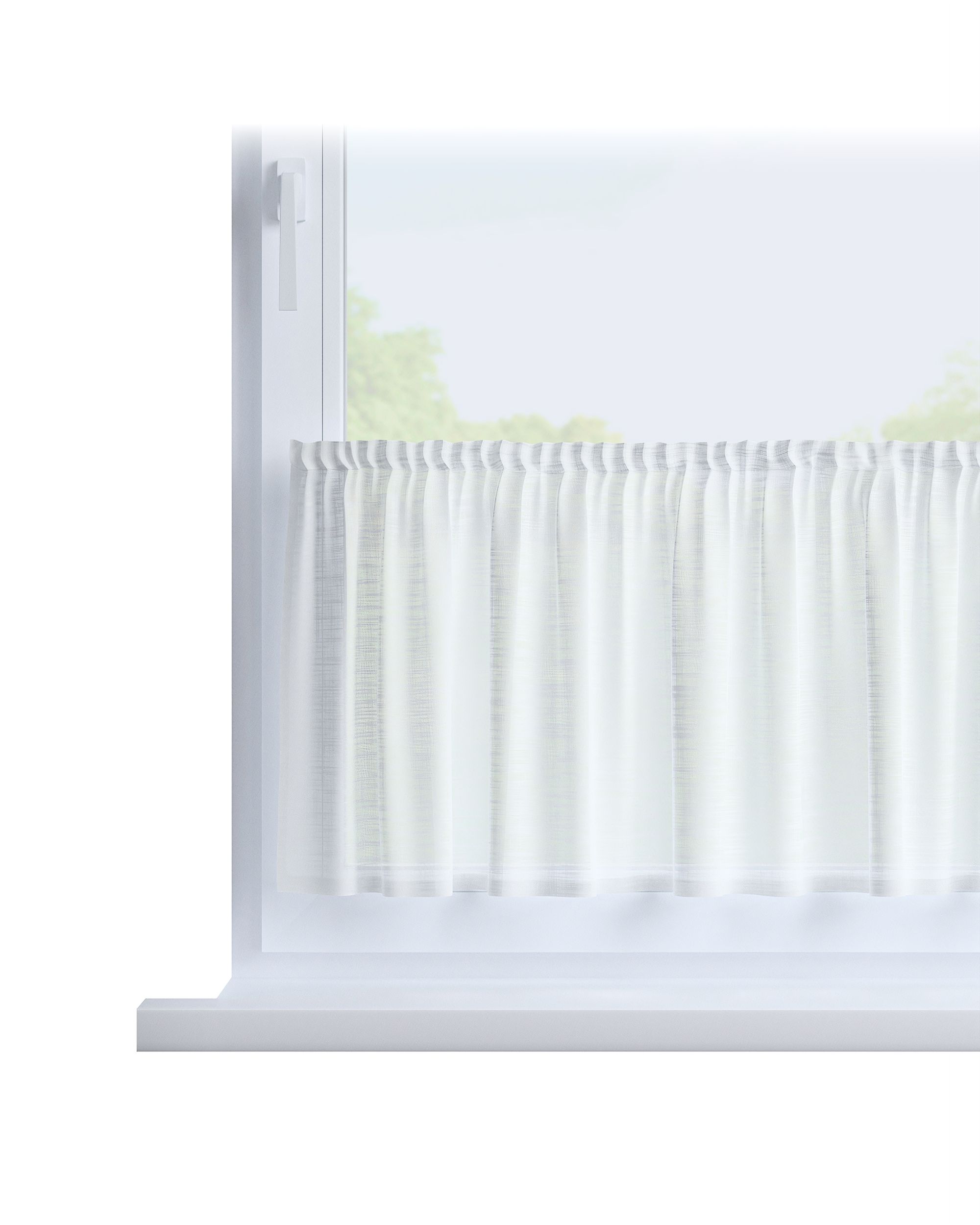 Slot valance colour cream fabric semi-sheer, structured