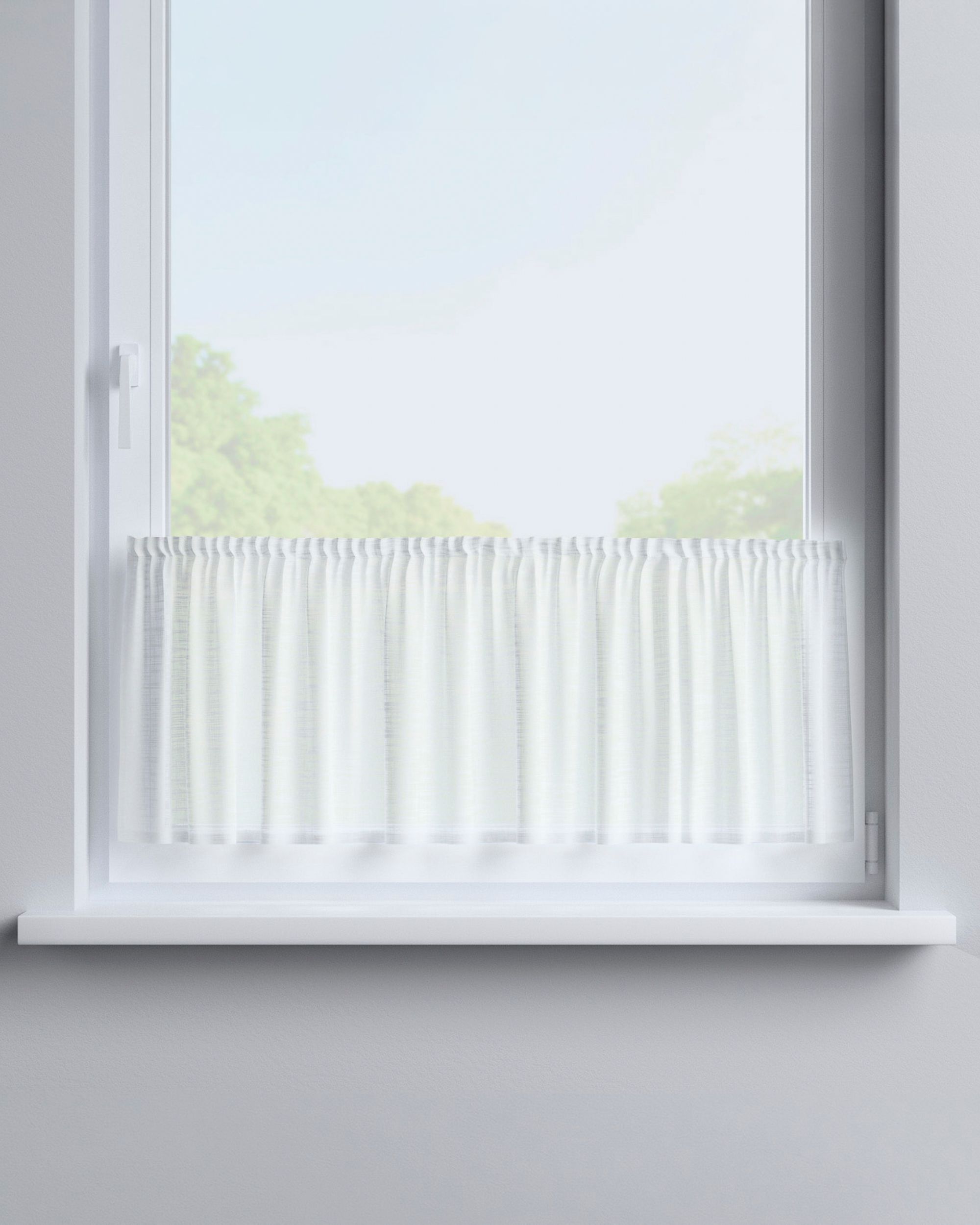Slot valance colour cream fabric semi-sheer, structured (hover)