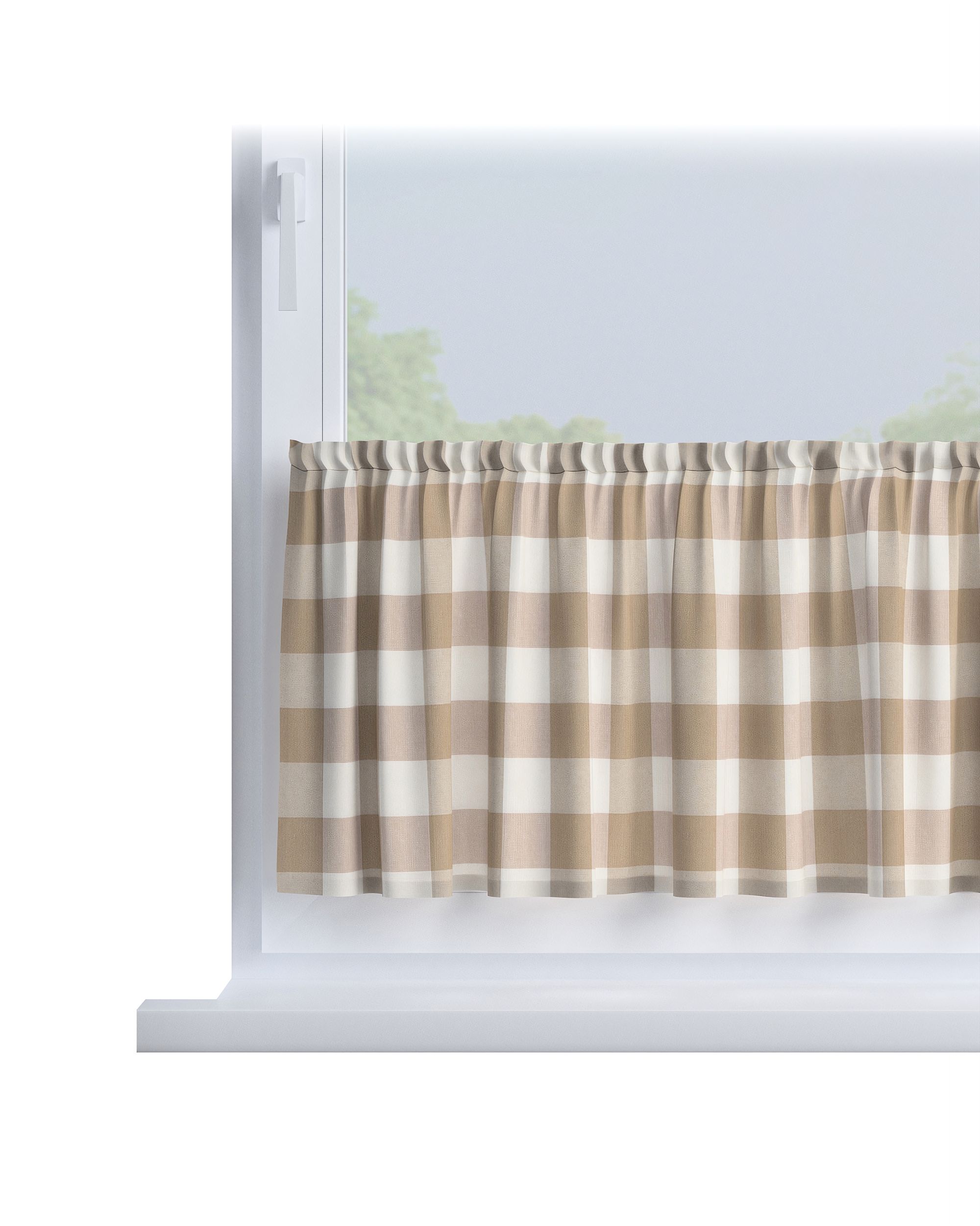 Slot valance colour beige fabric patterned