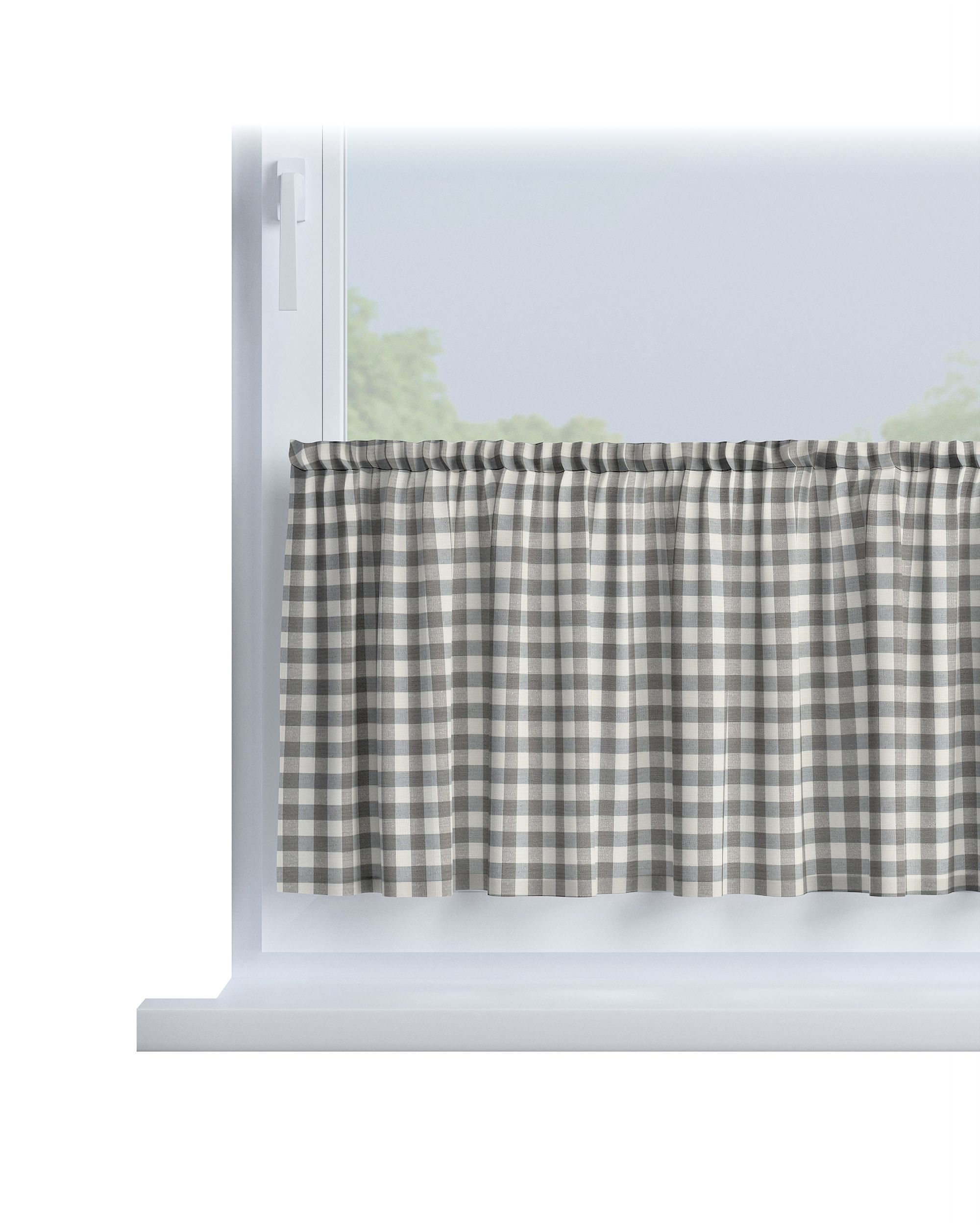 Slot valance colour grey fabric patterned
