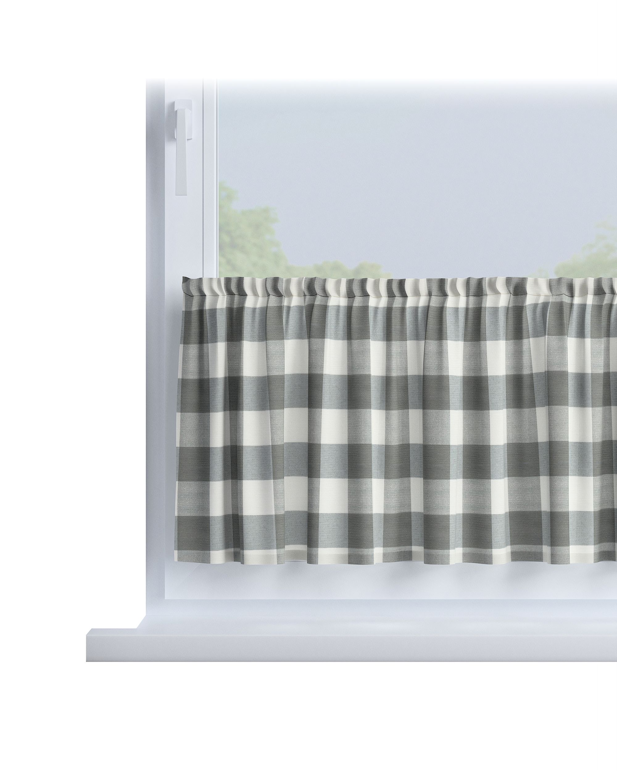 Slot valance colour grey fabric patterned