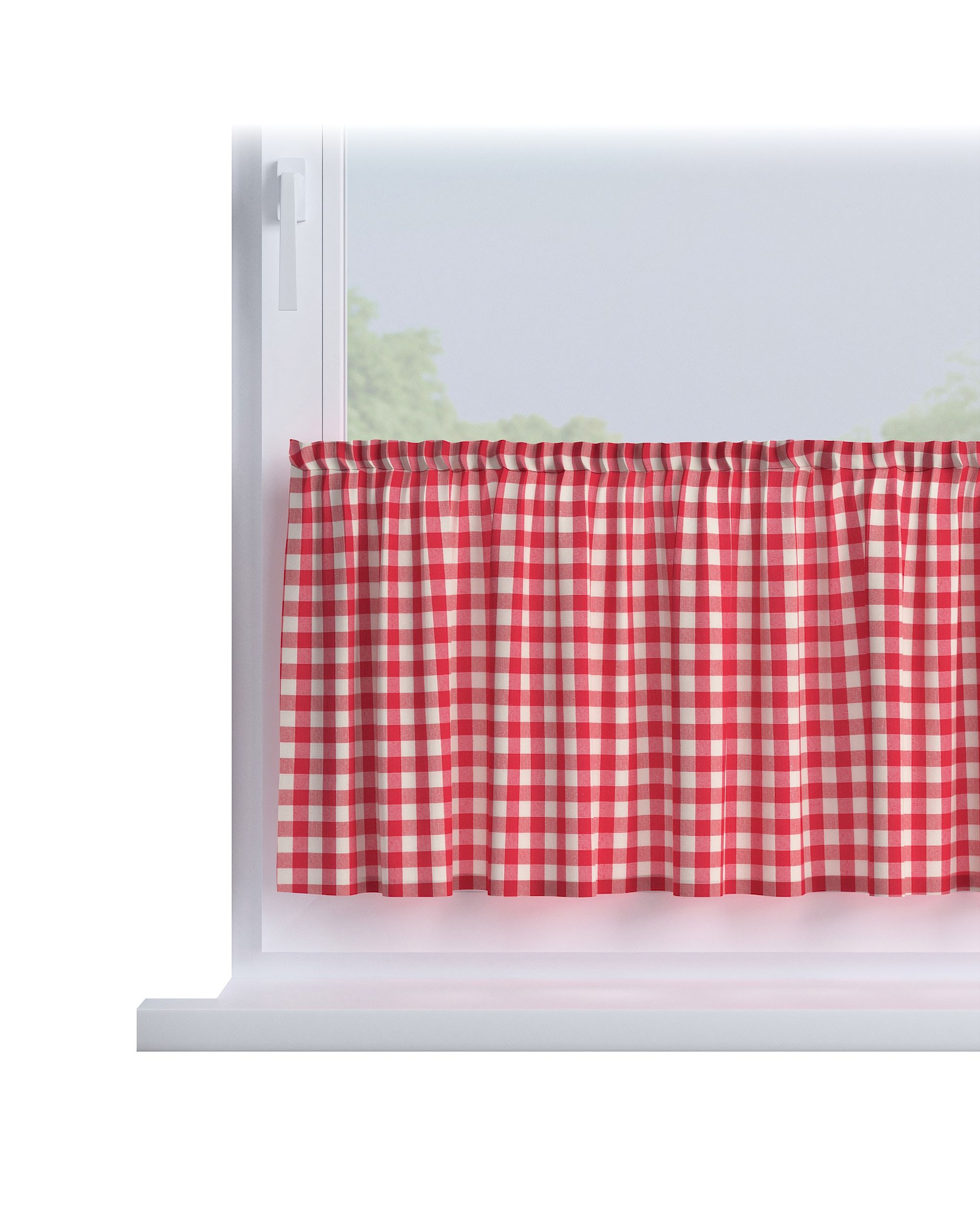 Slot valance colour red fabric patterned