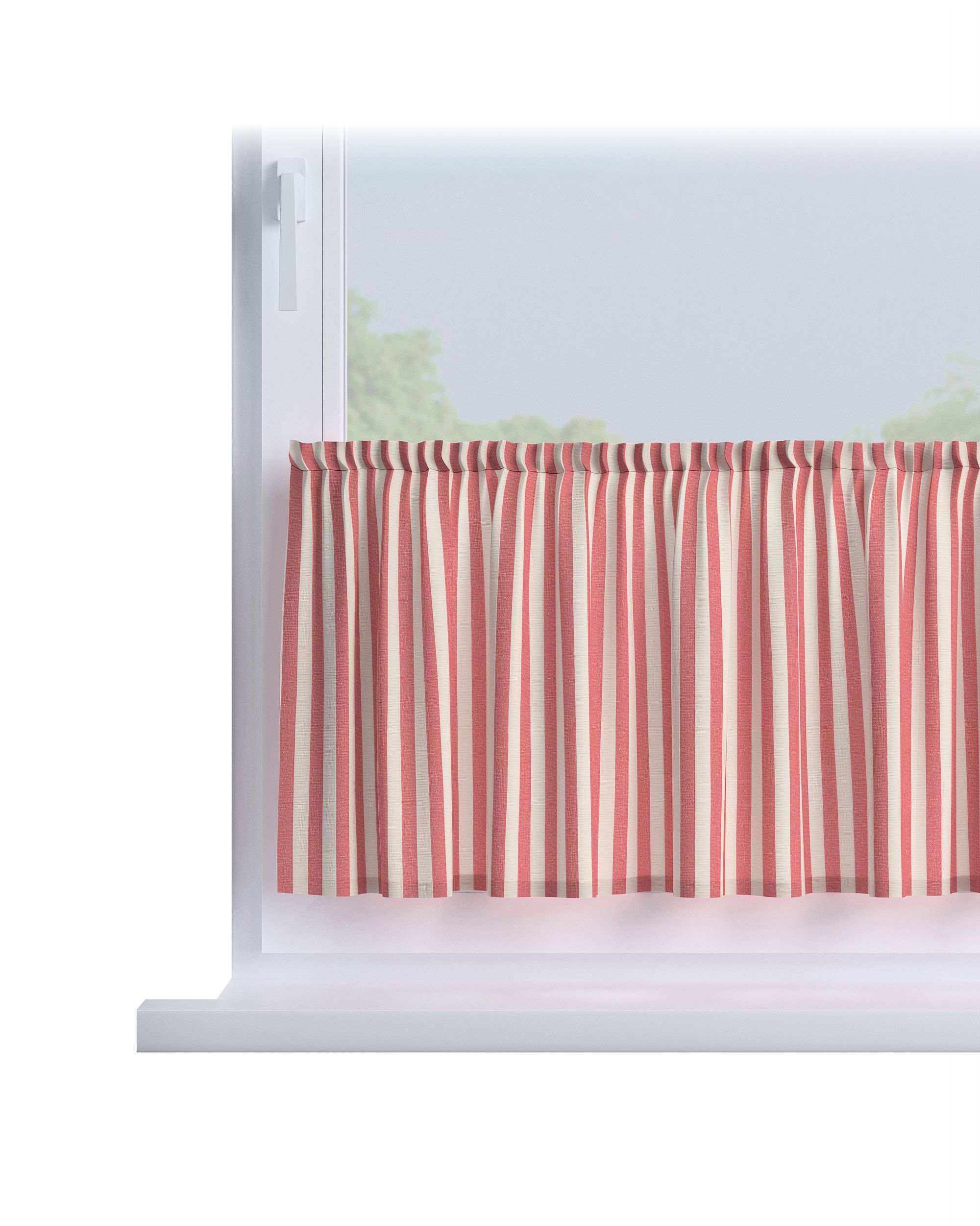 Slot valance colour red fabric patterned