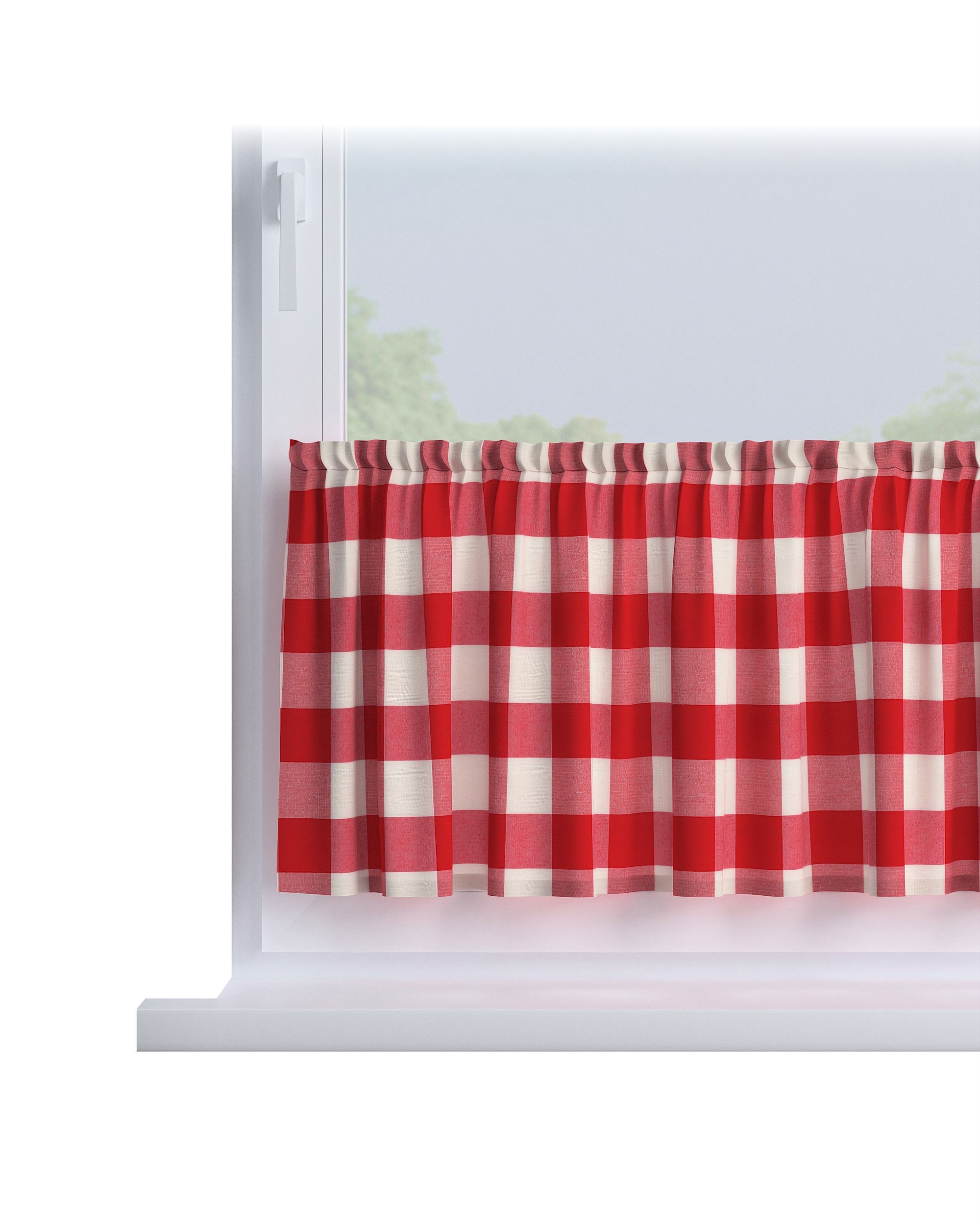 Slot valance colour red fabric patterned