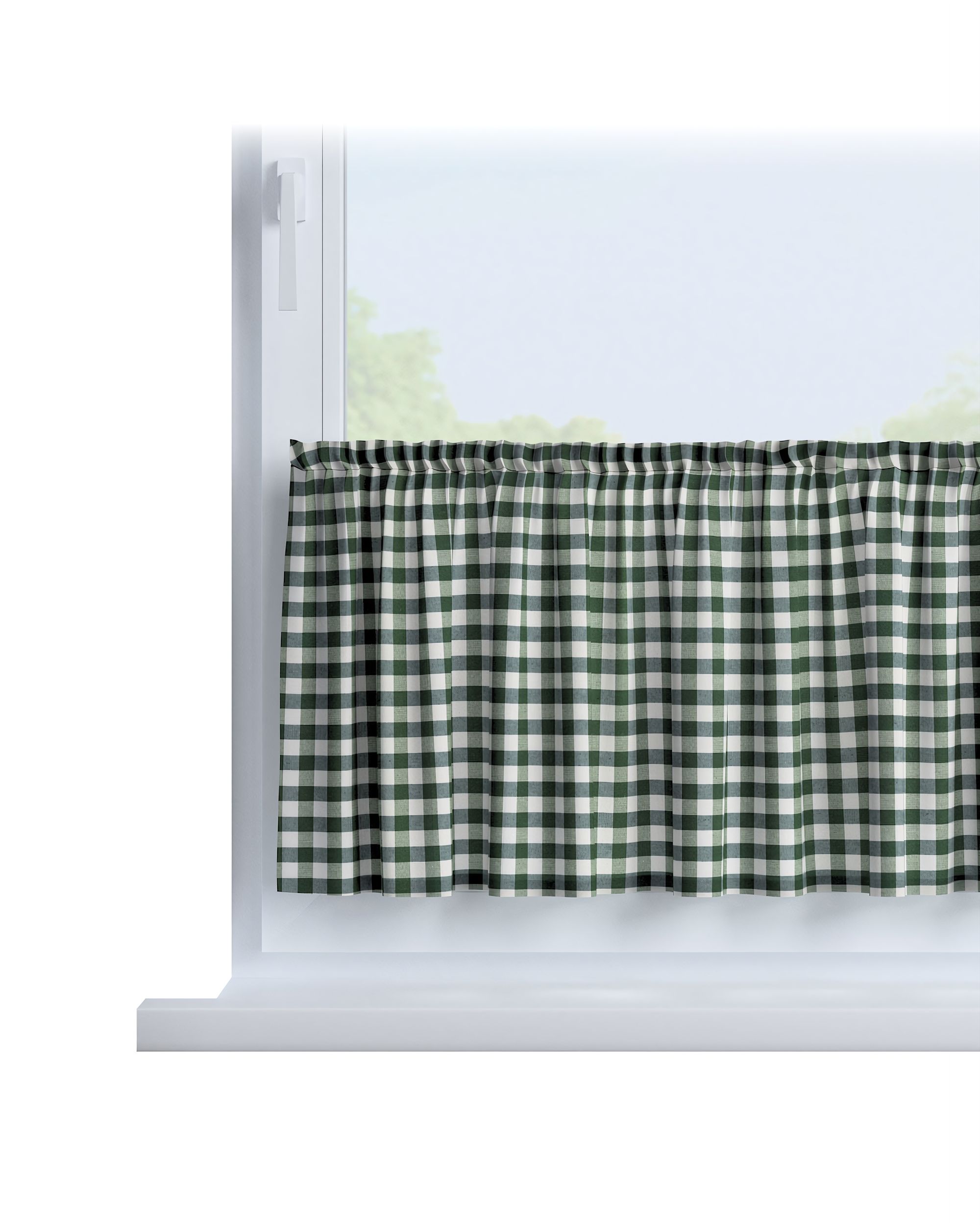Slot valance colour green fabric patterned