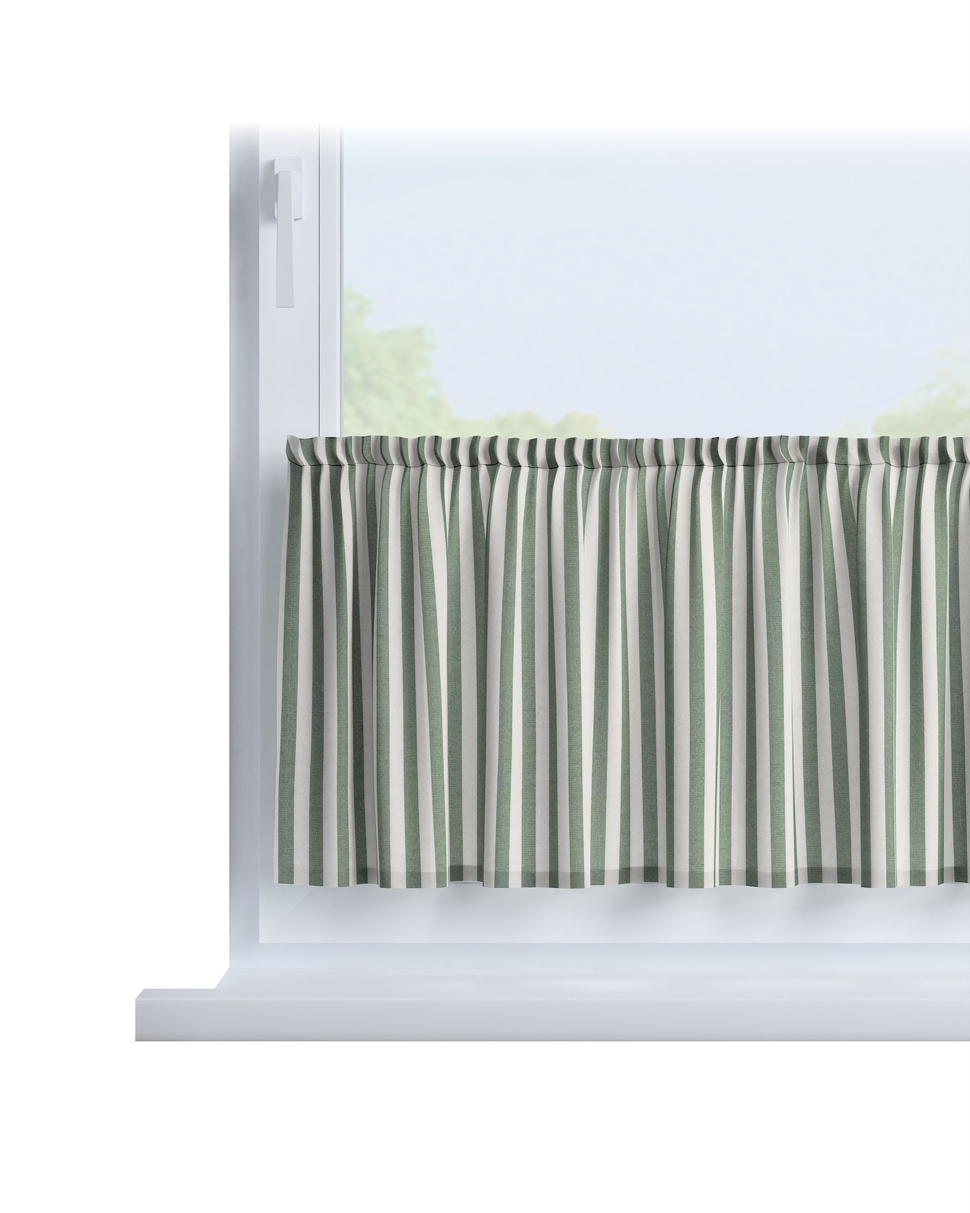 Slot valance colour green fabric patterned