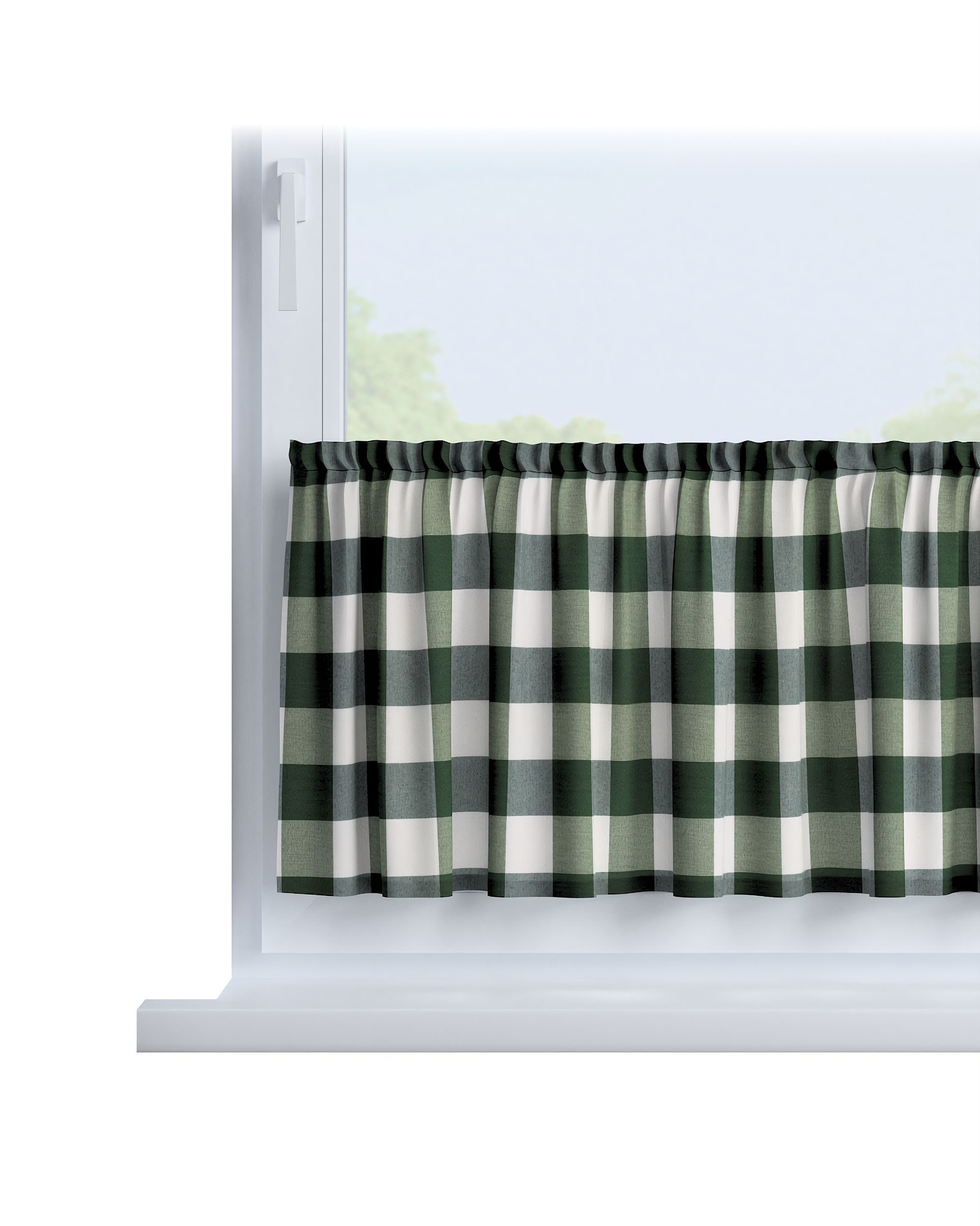 Slot valance colour green fabric patterned