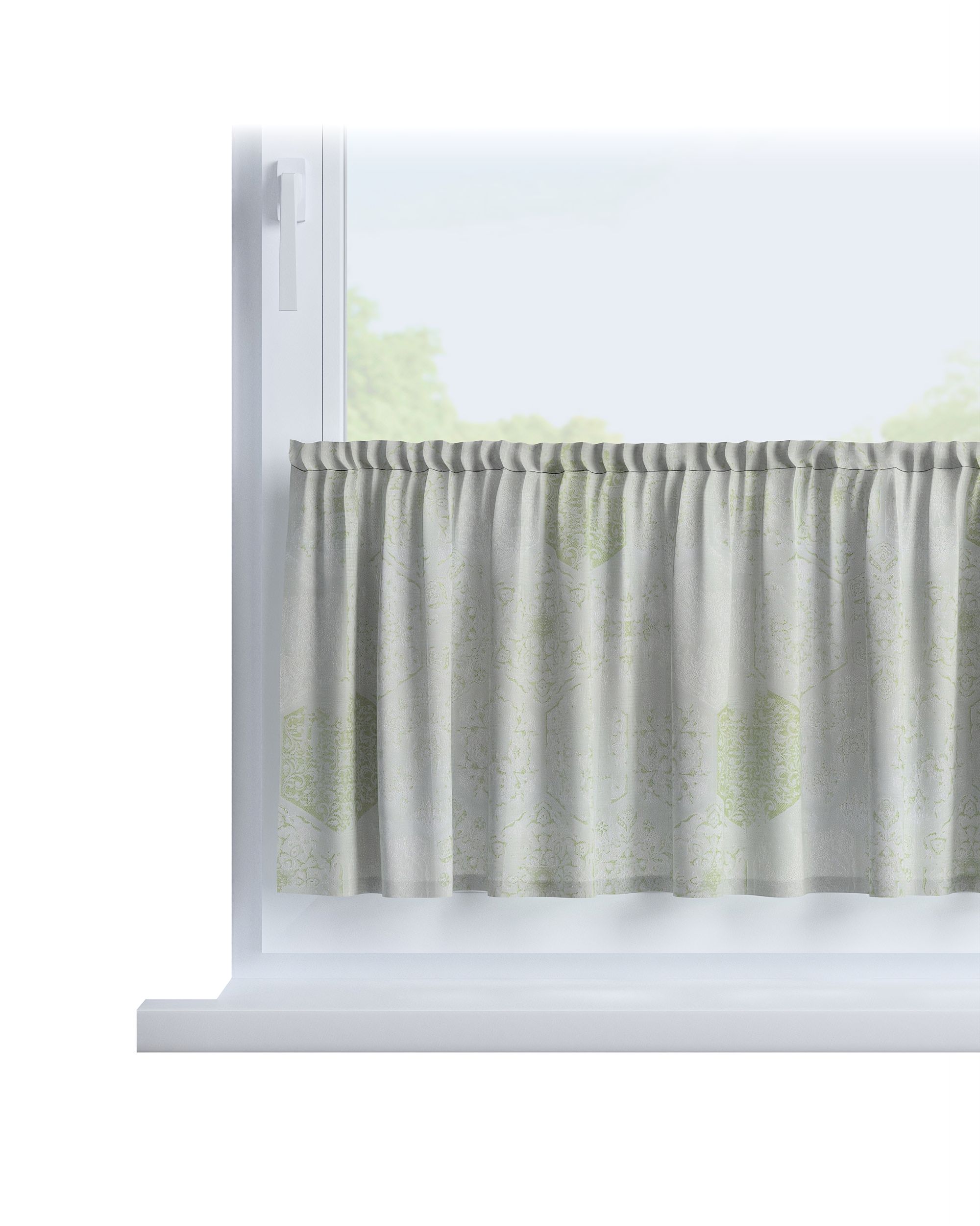 Slot valance colour green fabric gloss, structured, patterned