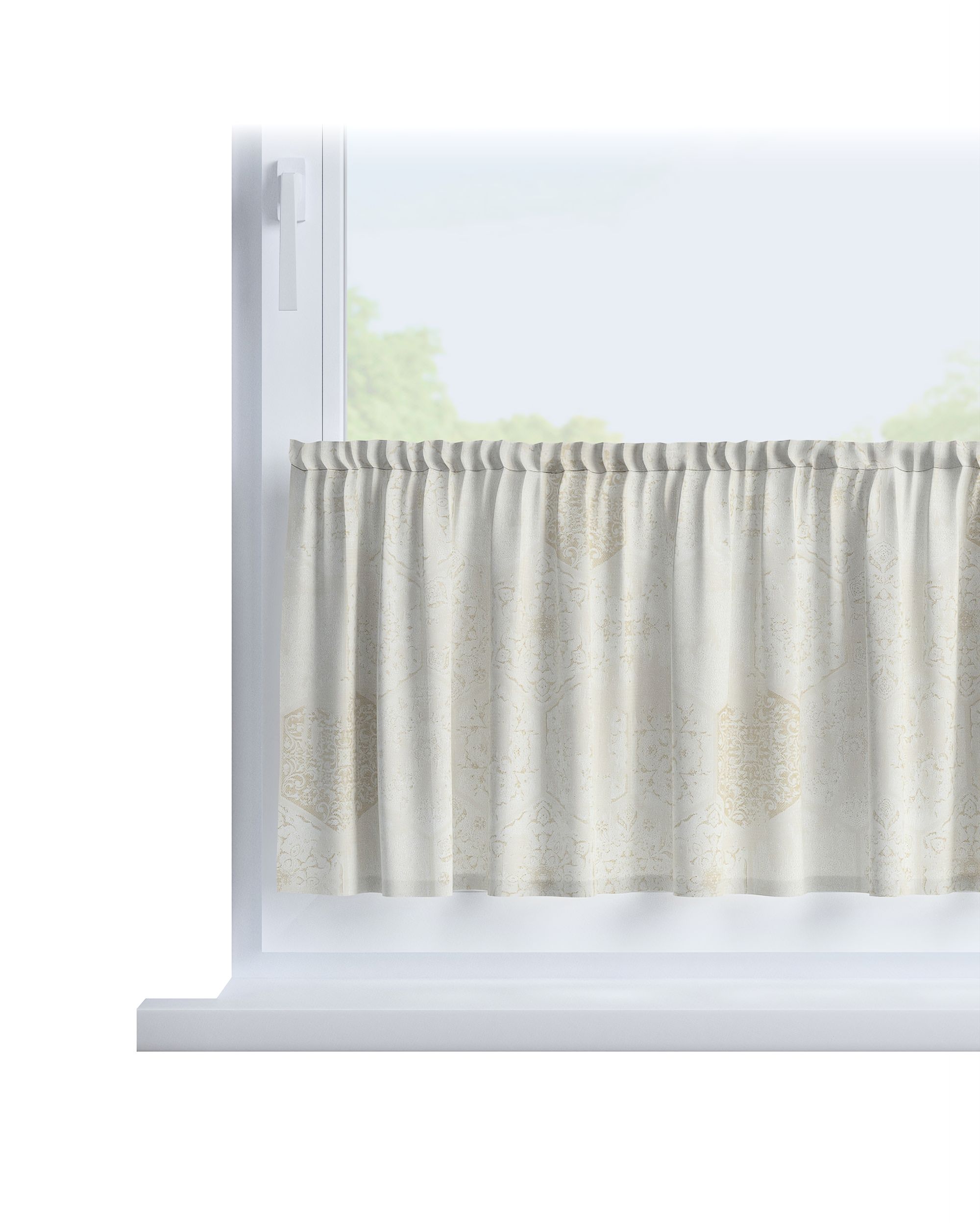 Slot valance colour cream fabric gloss, structured, patterned