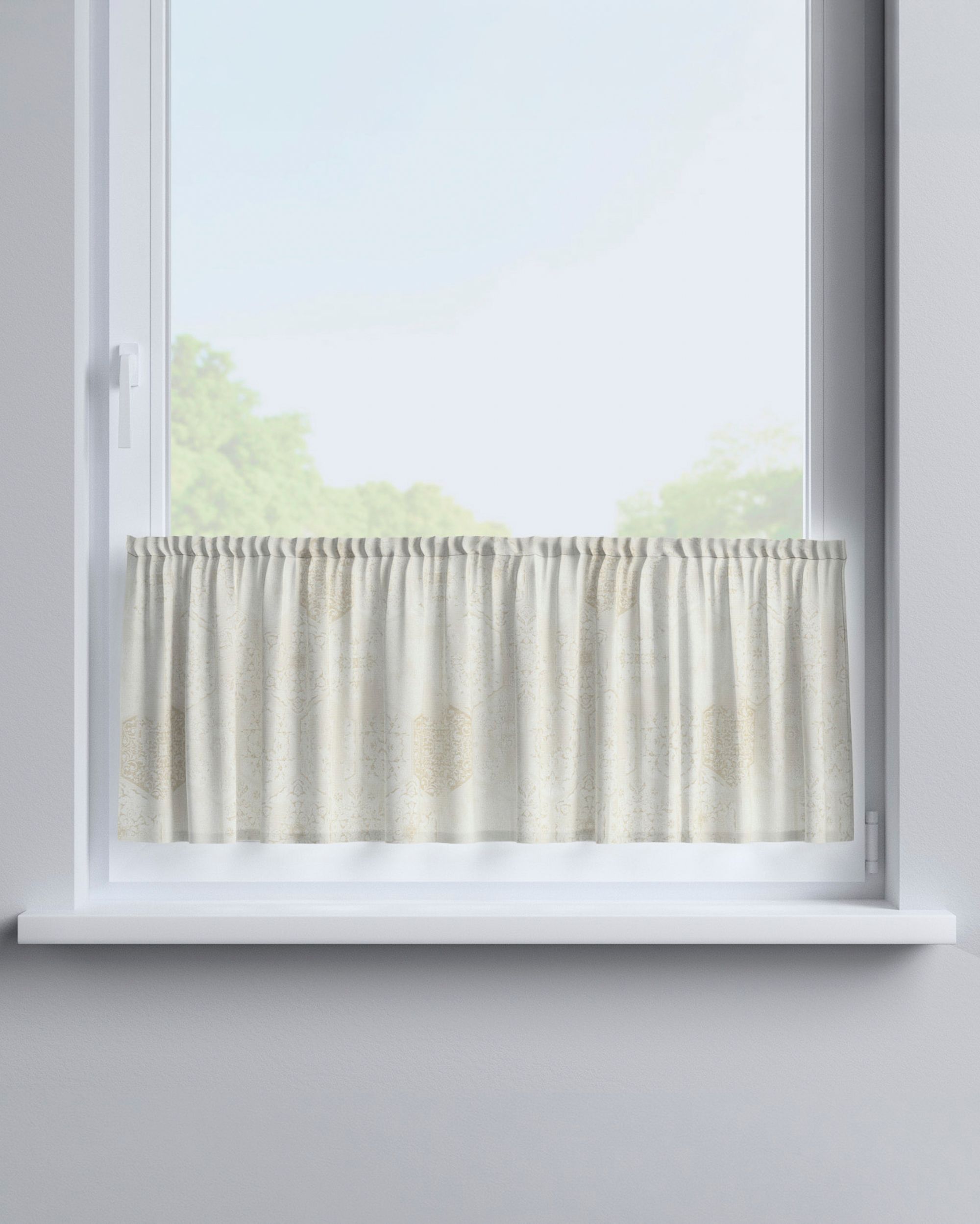 Slot valance colour cream fabric gloss, structured, patterned (hover)