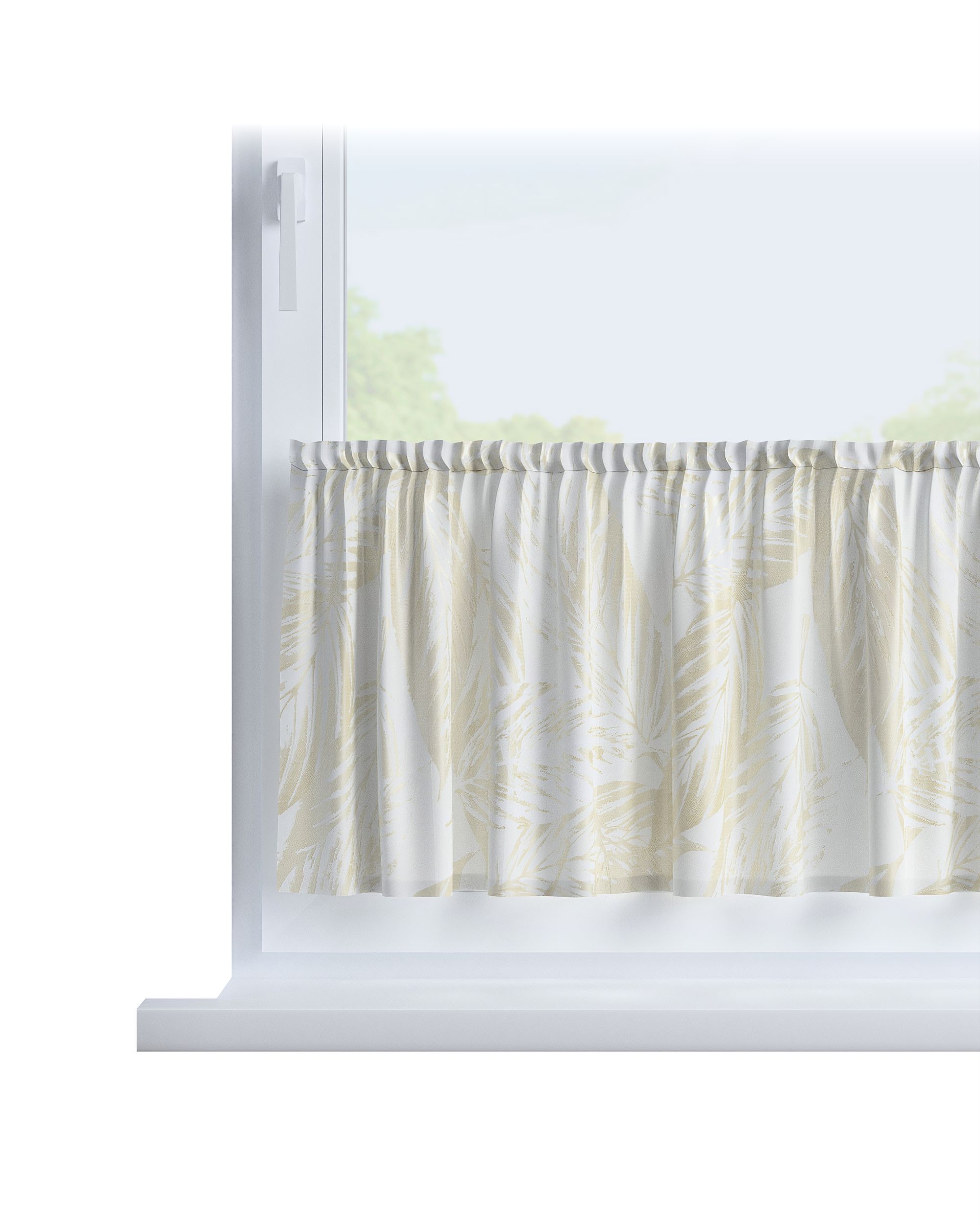 Slot valance colour cream fabric gloss, structured, patterned
