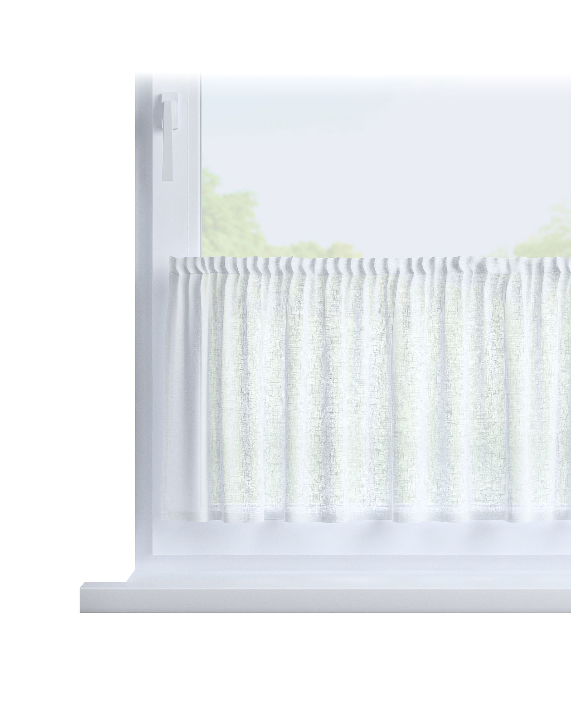 Slot valance colour cream fabric semi-sheer, structured