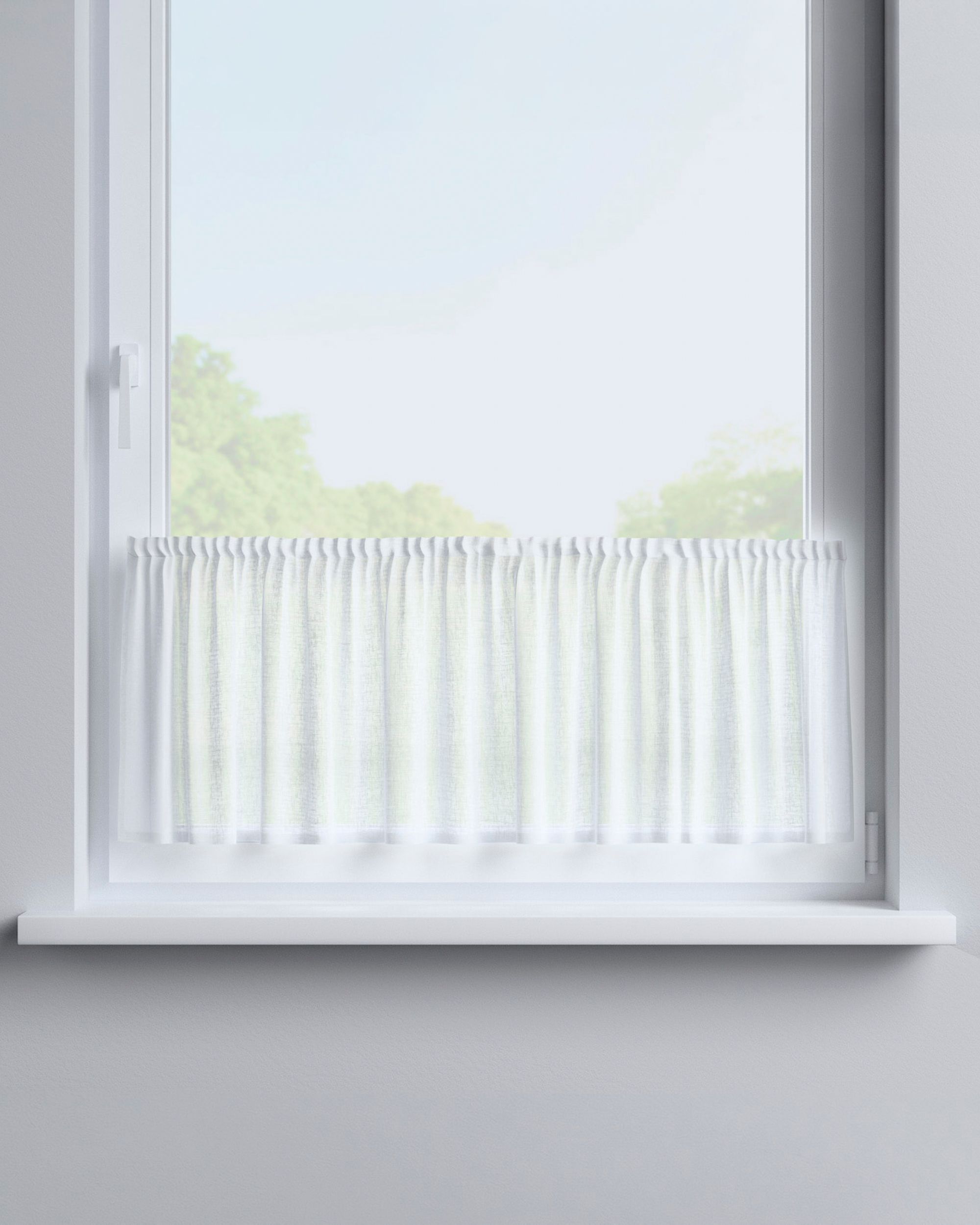 Slot valance colour cream fabric semi-sheer, structured (hover)