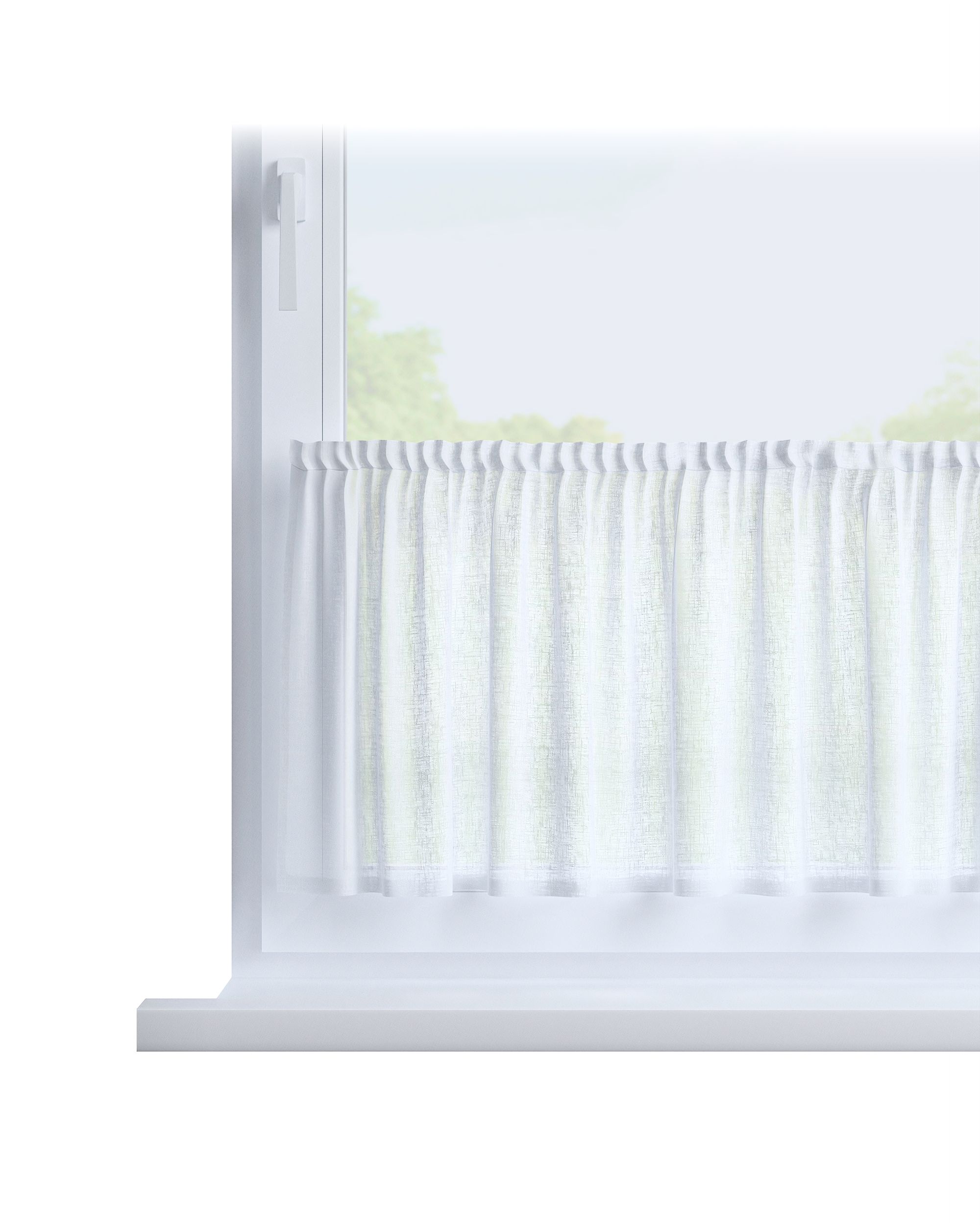Slot valance colour white fabric semi-sheer, structured